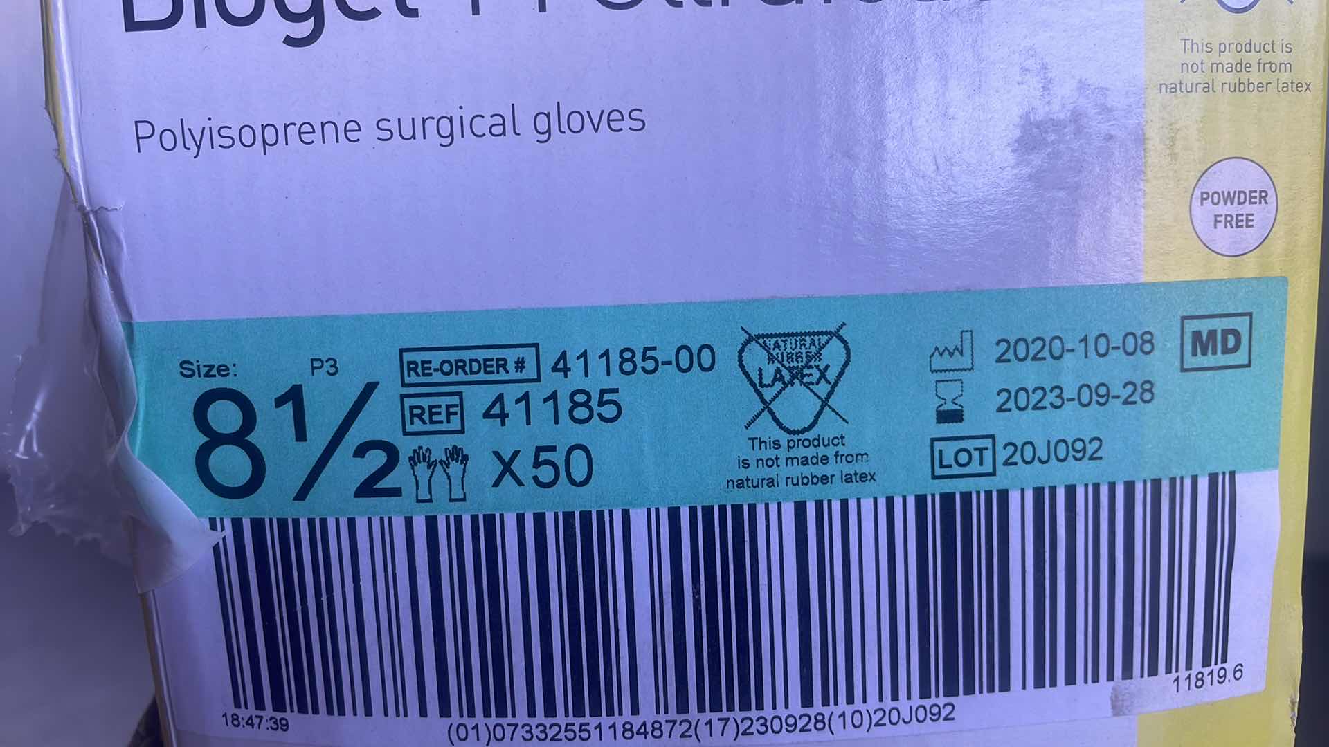 Photo 6 of MÖLNLYCKE®
BIOGEL® PI ULTRATOUCH®
POLYISOPRENE SURGICAL GLOVES SIZE 8-1/2 (150)