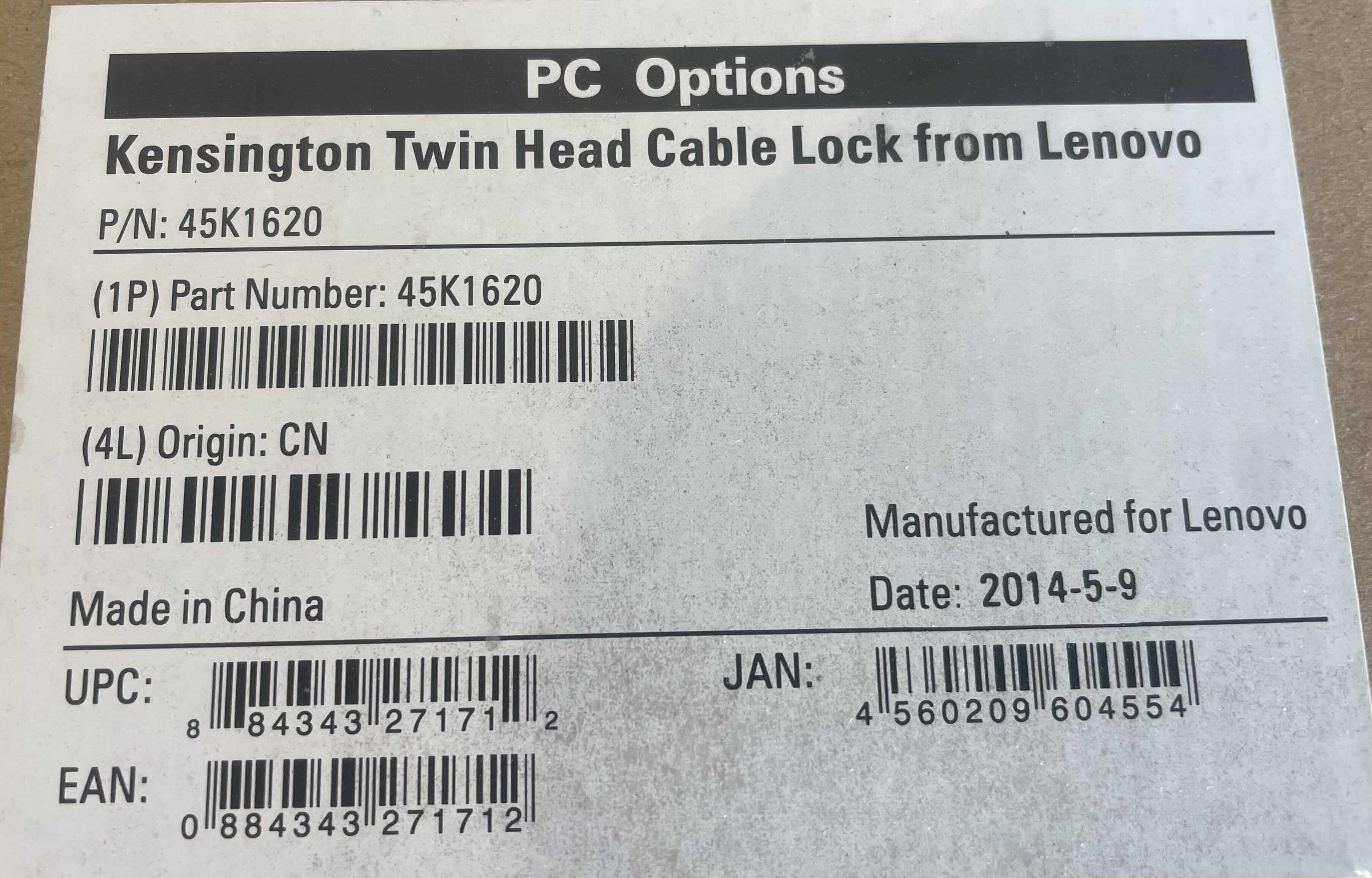 Photo 3 of LENOVO 45K1620 KENSINGTON TWIN HEAD CABLE LOCK FROM LENOVO - SECURITY CABLE LOCK (7)