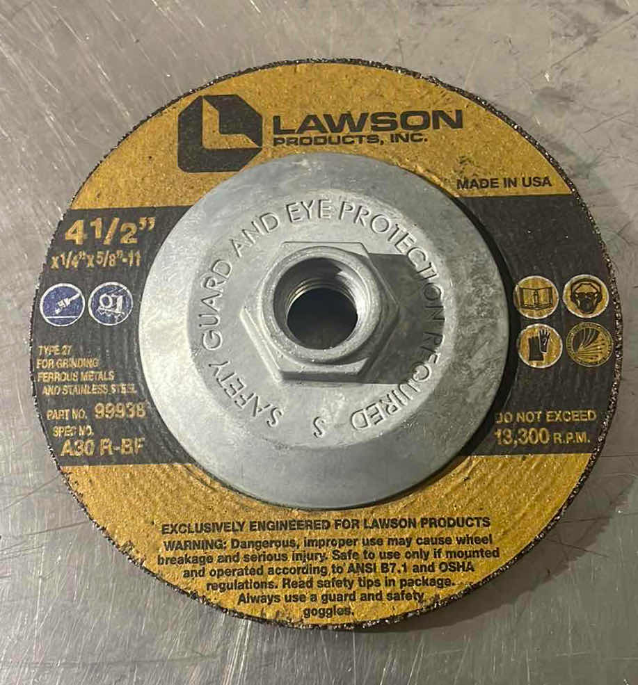 Photo 1 of LAWSON GRINDING DISC 4-1/2” X 1/4” X 5/8”-11