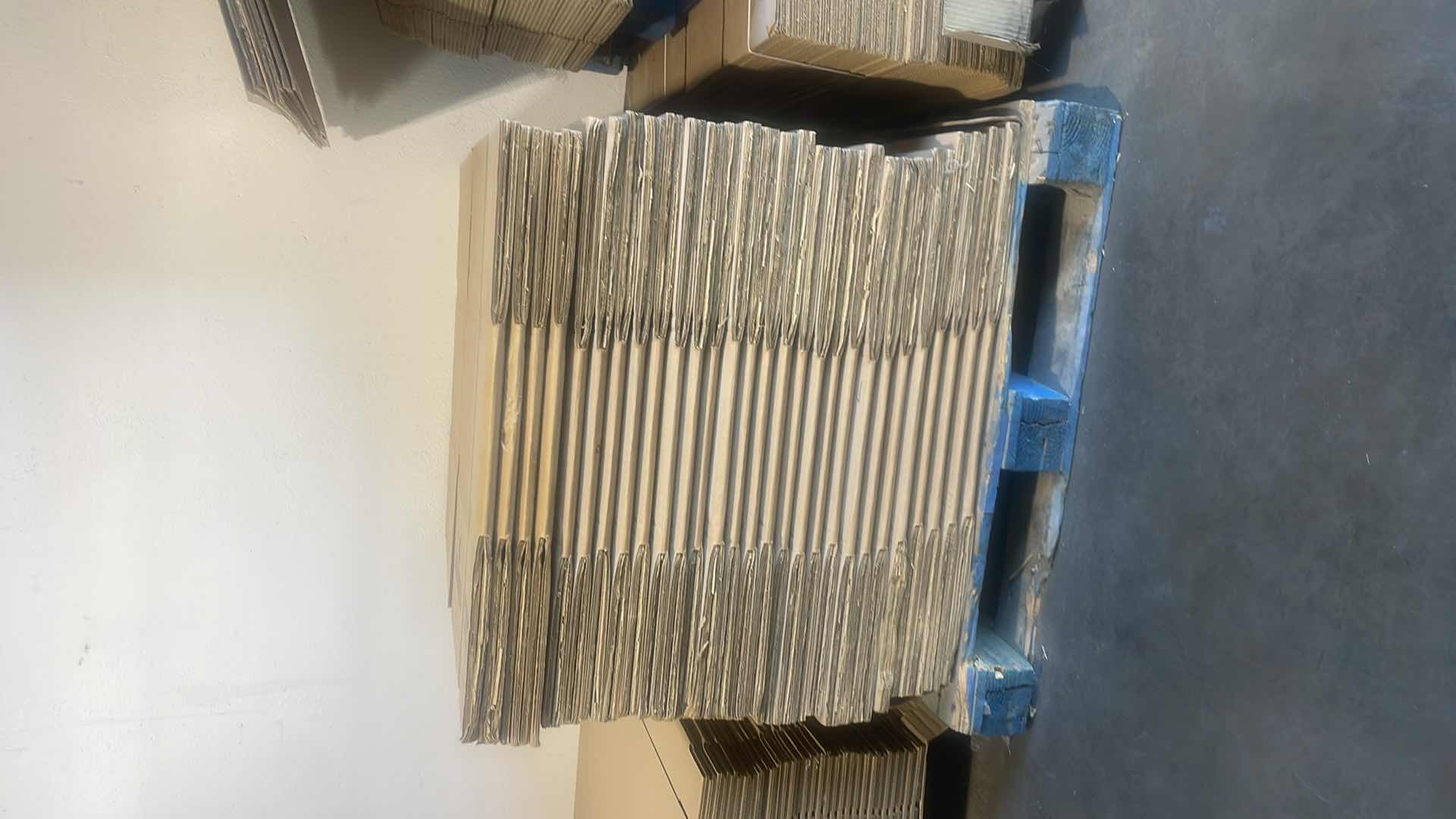 Photo 1 of PALLET OF TRIPLE WALLED CORRUGATED FIBERBOARD 22” x 22” x 11” THICK CARDBOARD 28 BOXES