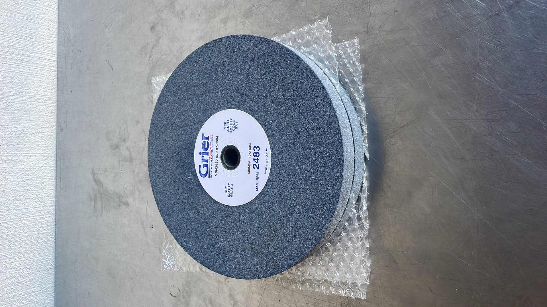 Photo 1 of GRIER ABRASIVES SURFACE GRINDING WHEEL A80M5V 10X1X 3/4 MAX RPM 2483 SET OF 2