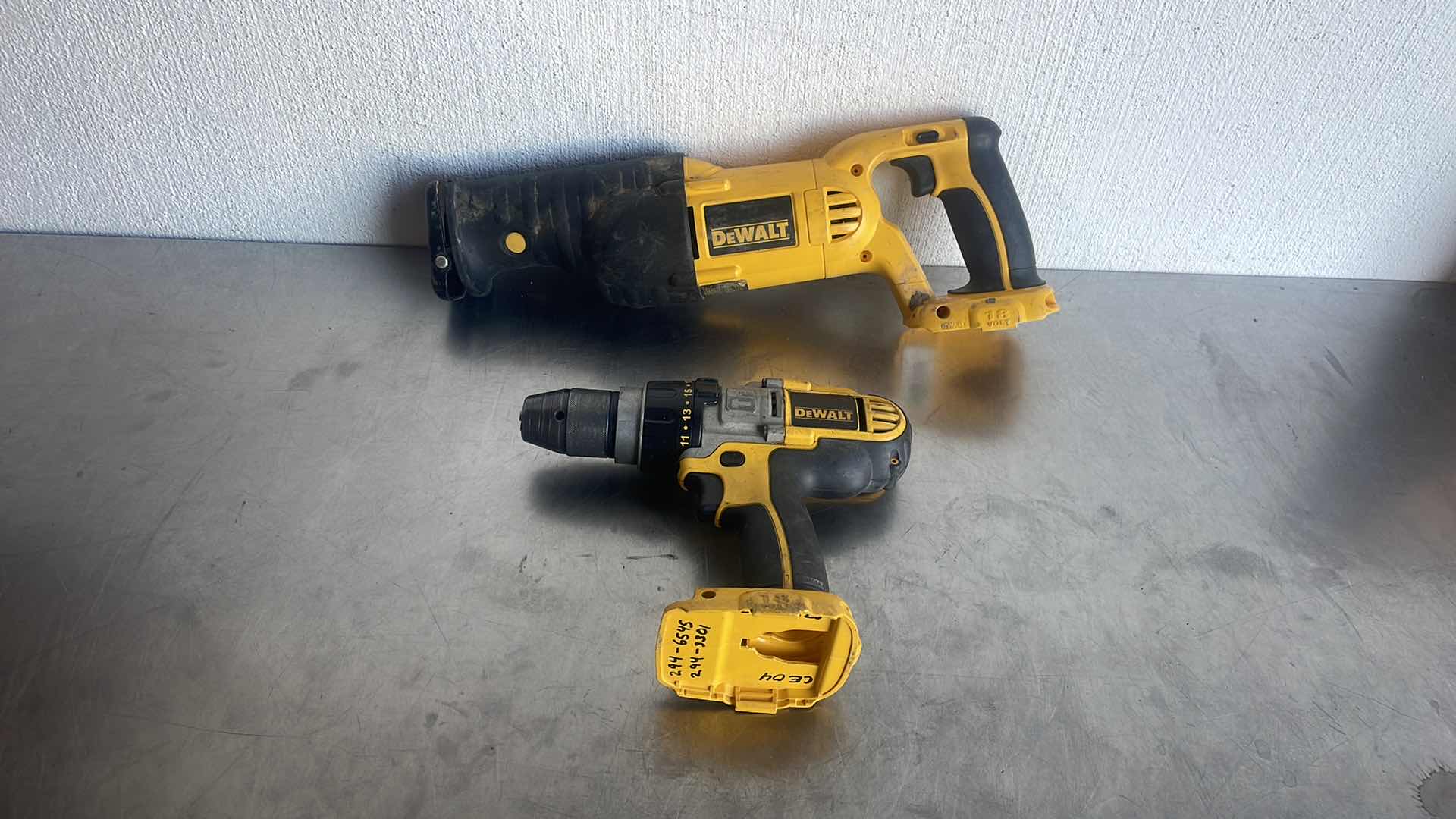 Photo 1 of DEWALT 18v DC385 RECIPROCATING SAW & 18V DCD950 1/2” CORDLESS DRILL/HAMMERDRILL DRIVER