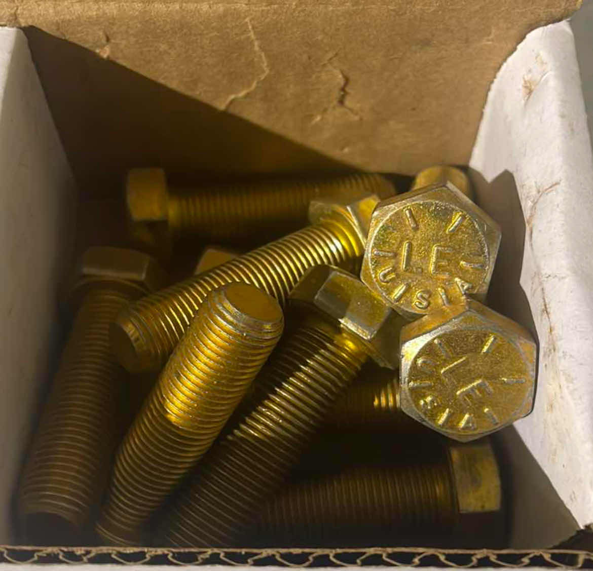 Photo 2 of NF8 1/2”-20 X 1 3/4” GRADE 8 HEX CAP SCREW YELLOW ZINC PLATED (50)