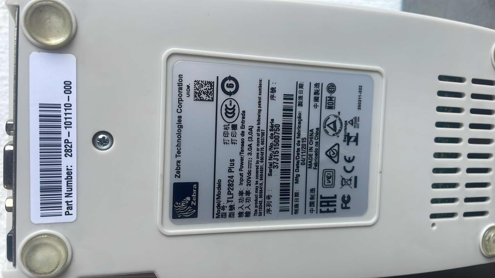 Photo 1 of ZEBRA TLP 2824 PLUS THERMAL TRANSFER DESKTOP MONOCHROME PRINTER 2” WIDTH