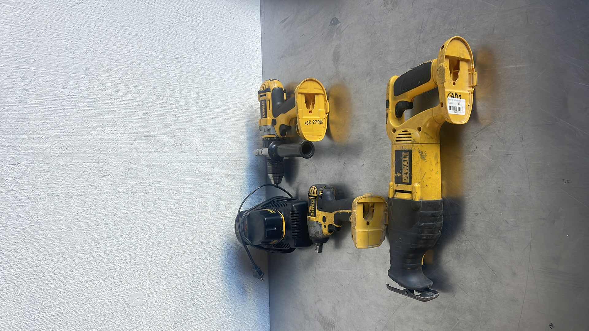 Photo 1 of DEWALT 18v 1/2” HAMMER DRILL DRIVER, 1/2” IMPACT WRENCH, RECIPROCATING SAW WITH CHARGER AND BATTERY