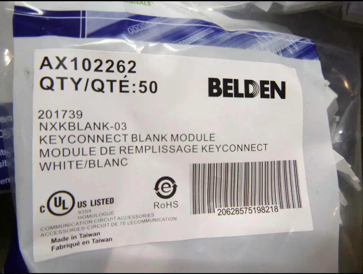 Photo 2 of WIRE DUCTING & RACEWAYS KEYCONNECT BLANK INSERT, BELDEN AX102262, WHITE 750PCS