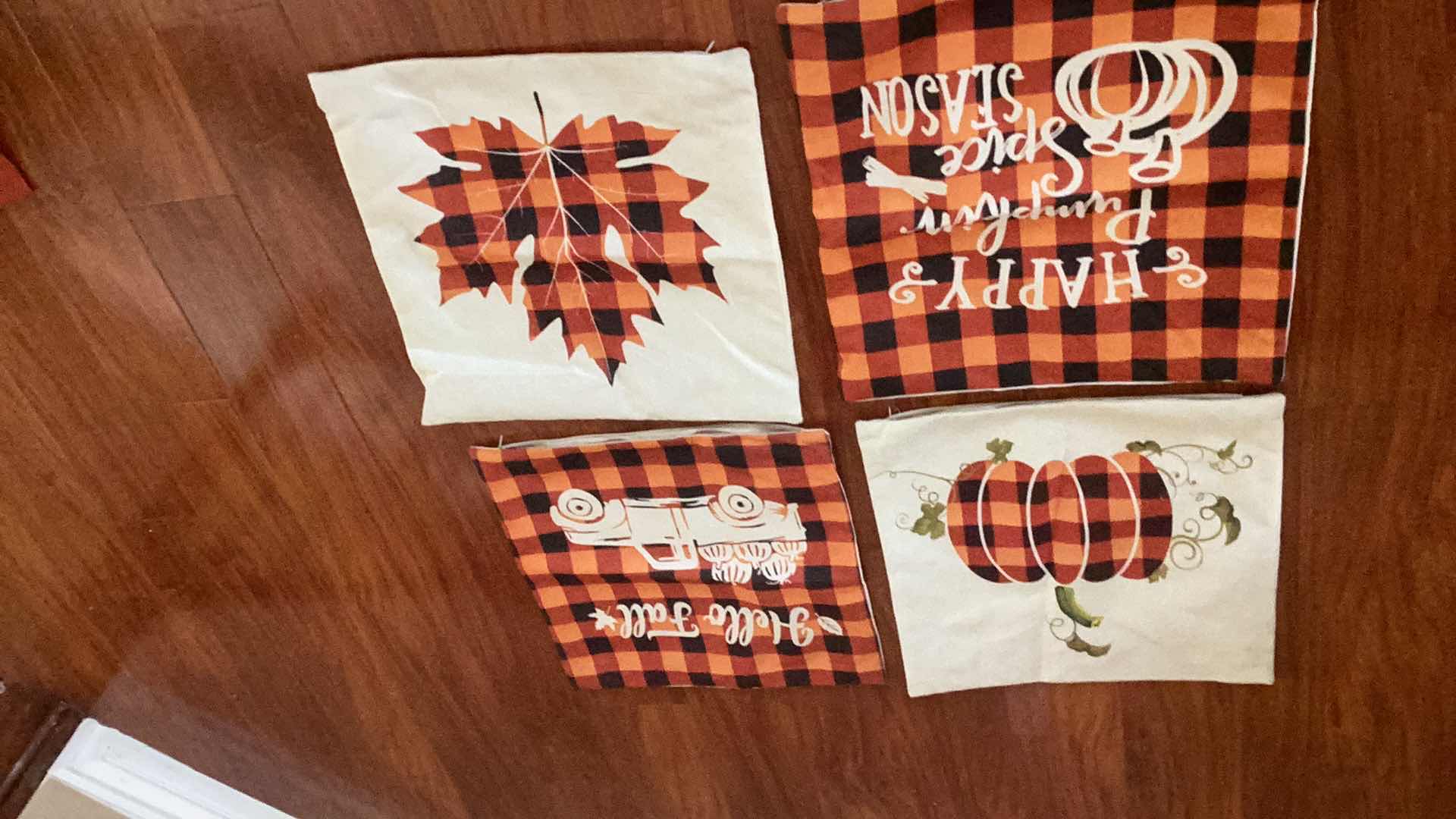 Photo 1 of FOUR FALL INSPIRED BURLAP PILLOW CASES 17” X 18”