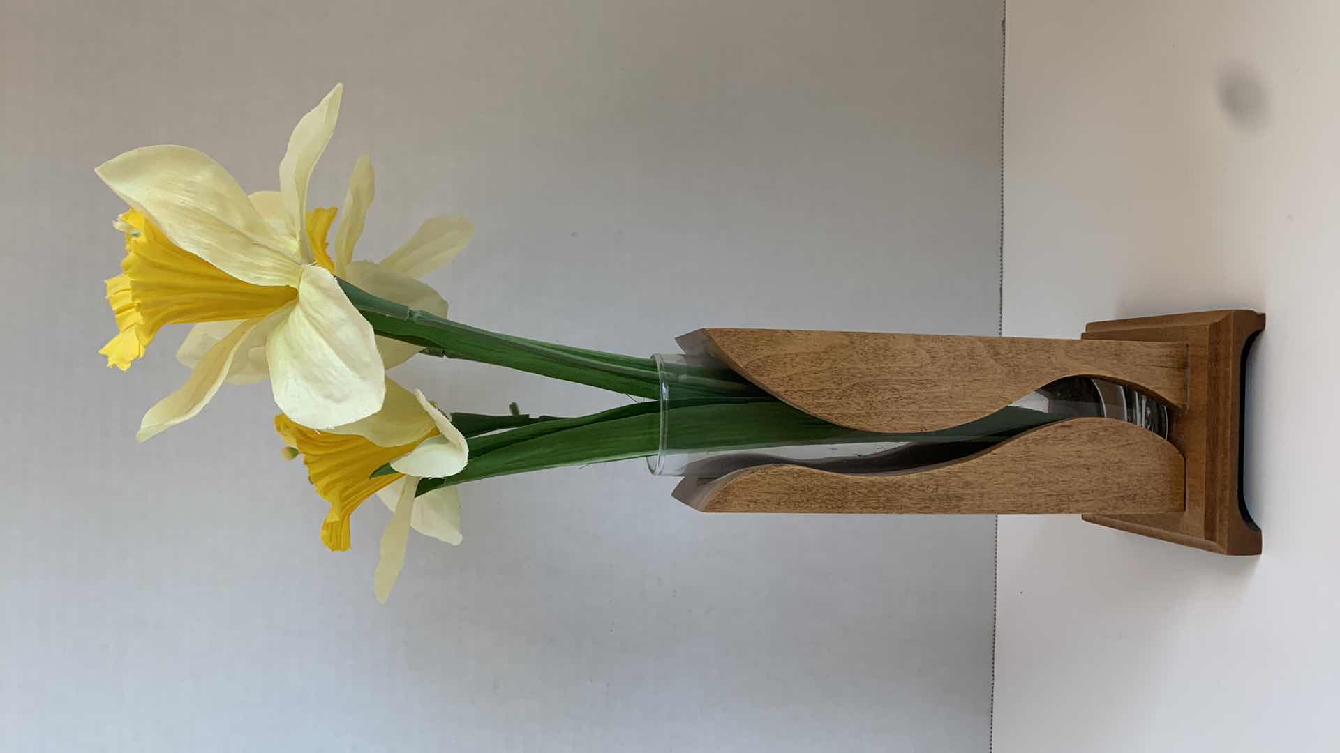 Photo 1 of CONTEMPORARY WOODEN VASE WITH FAKE FLOWERS