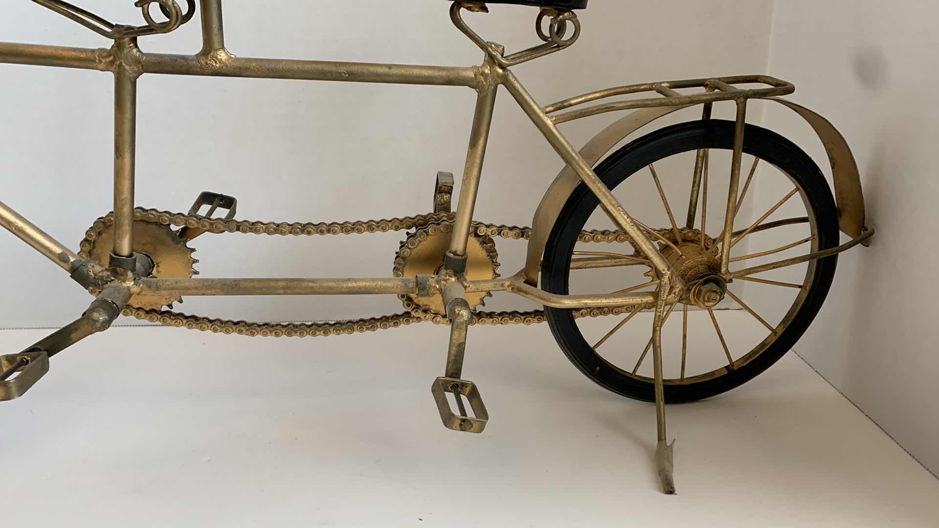 Photo 3 of GOLD PAINTED METAL TANDEM BICYCLE 23" LONG