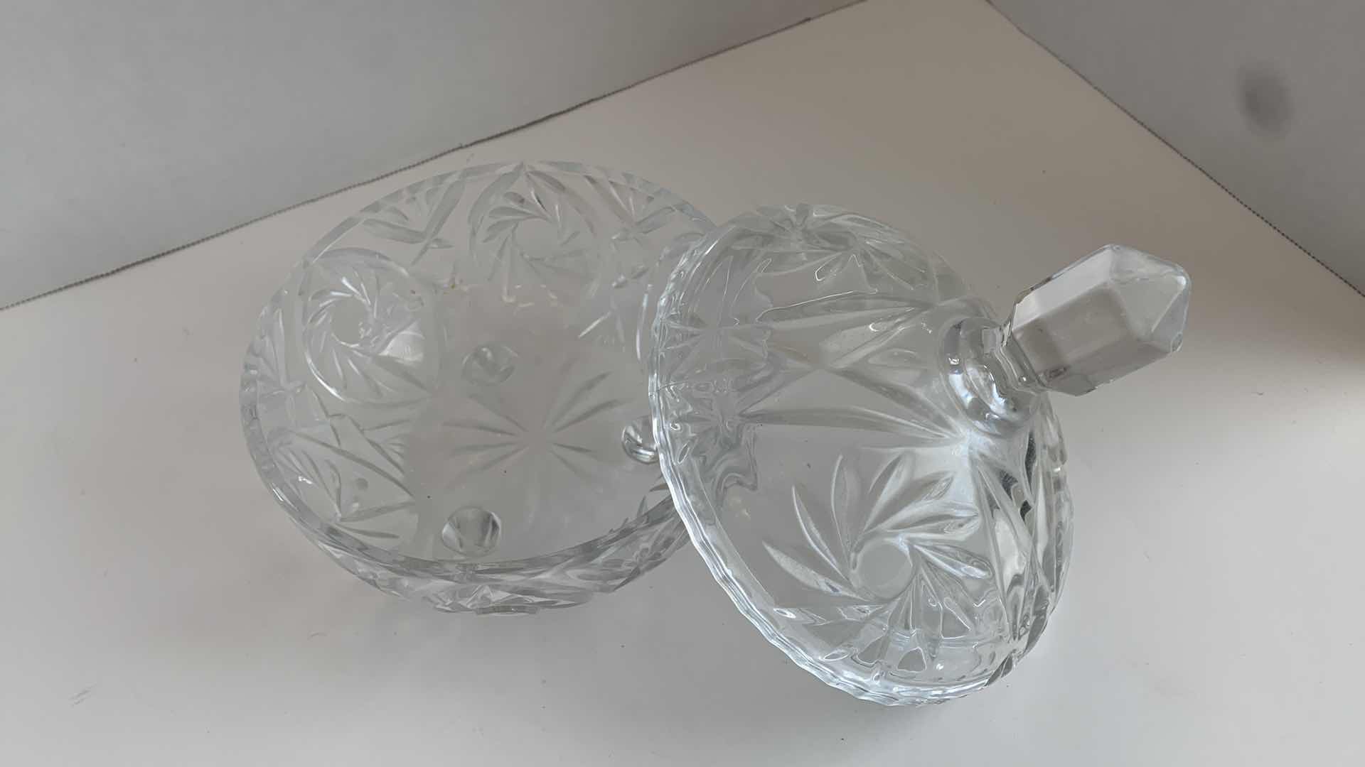 Photo 2 of CUT CRYSTAL DISH WITH TOP 8" TALL