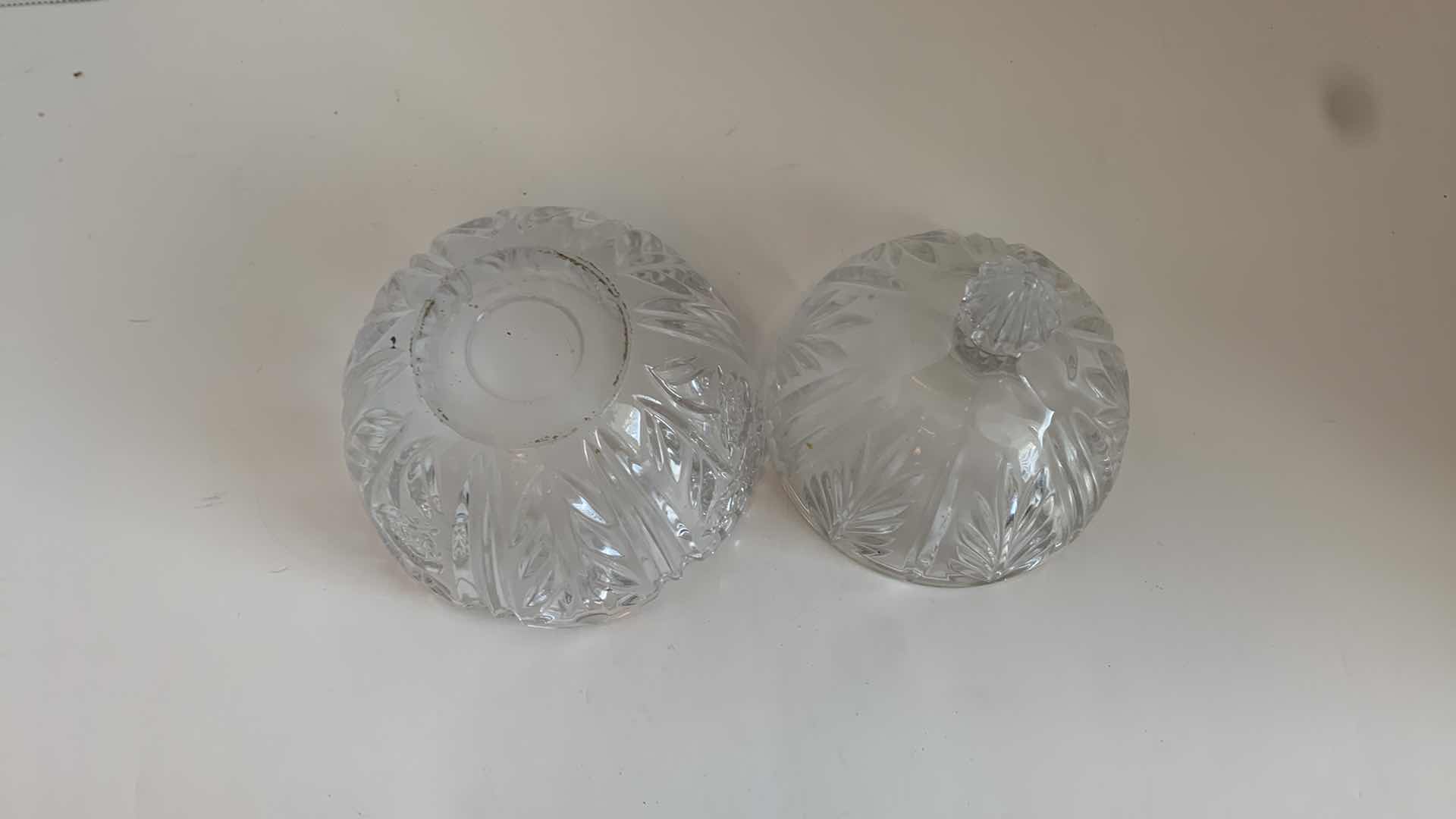 Photo 3 of CUT CRYSTAL DISH WITH TOP 7" TALL