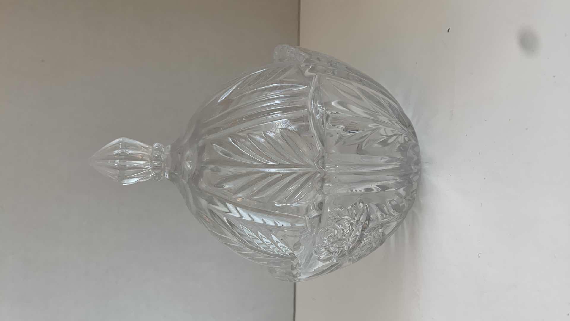 Photo 1 of CUT CRYSTAL DISH WITH TOP 7" TALL