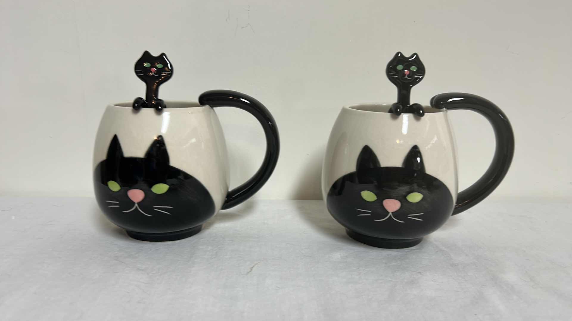 Photo 6 of TWO CAT MUGS WITH SPOONS