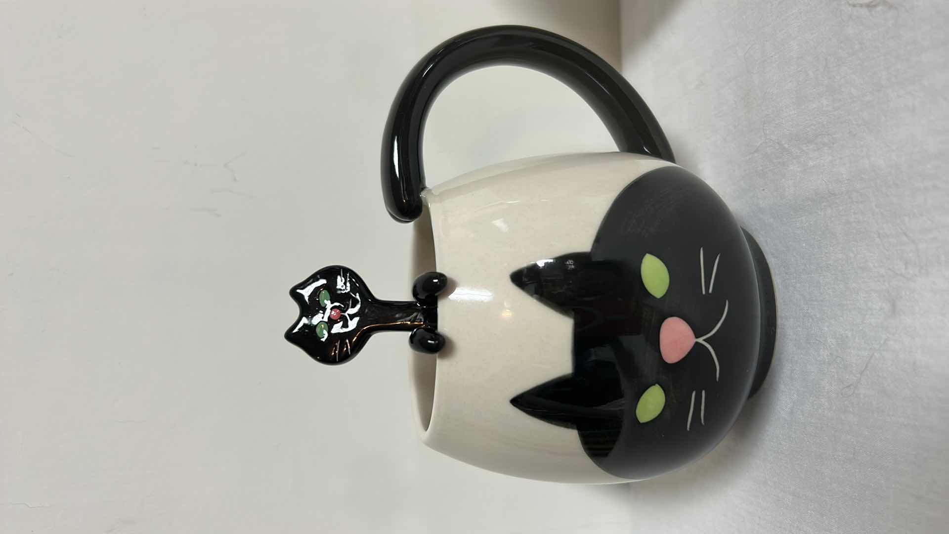 Photo 3 of TWO CAT MUGS WITH SPOONS