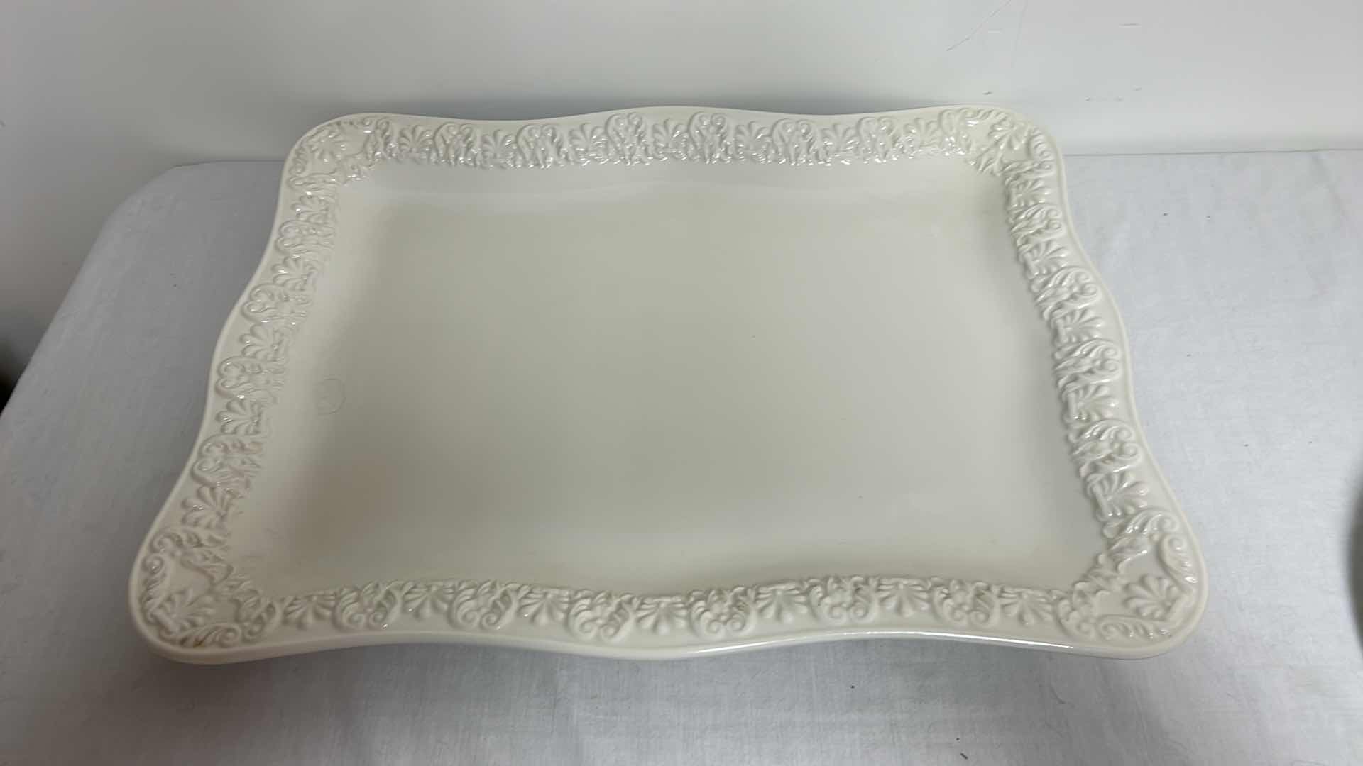 Photo 2 of PORCELAIN TRAY HANDMADE IN ITALY 22” x 17 AND GRANATE PLATE MADE IN ITALY