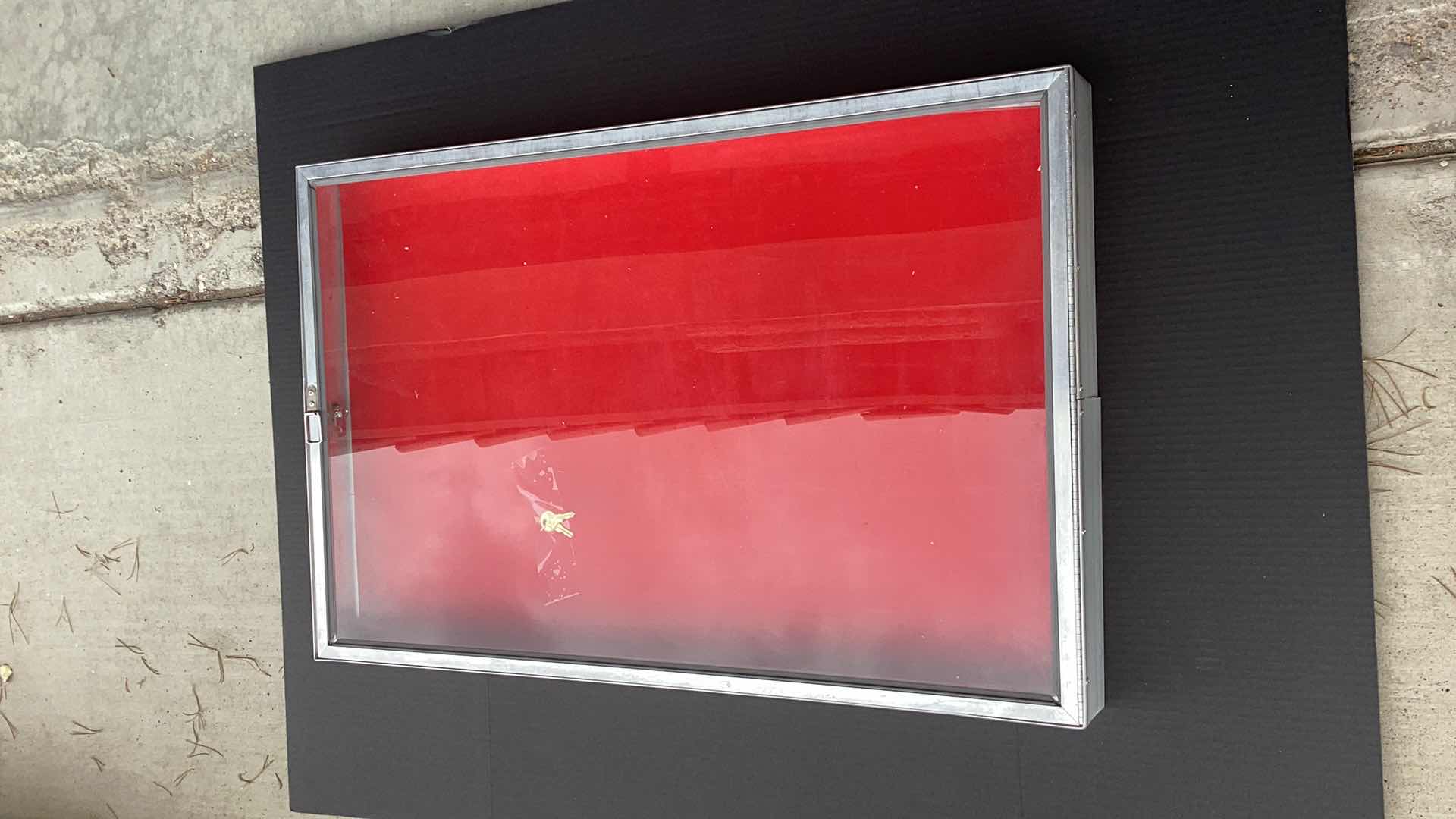 Photo 1 of ALUMINIUM DISPLAY CASE WITH KEY 34” X 22” H 3”