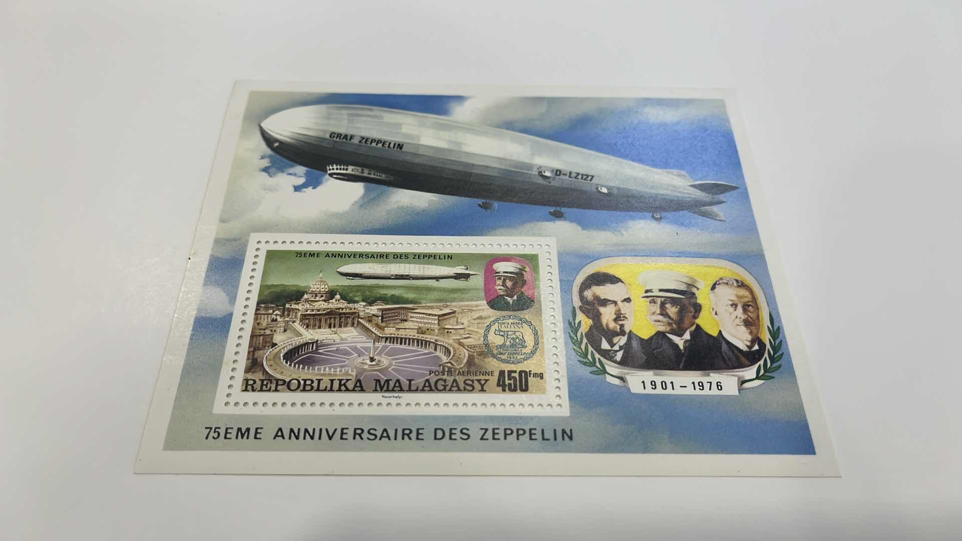 Photo 3 of ZEPPELIN REPUBLIKA MALAGASY 75TH ANNIVERSARY GRAF ZEPPELIN 1901-1976 7 STAMPS