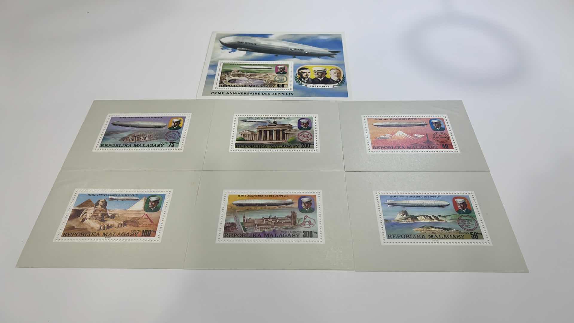 Photo 1 of ZEPPELIN REPUBLIKA MALAGASY 75TH ANNIVERSARY GRAF ZEPPELIN 1901-1976 7 STAMPS