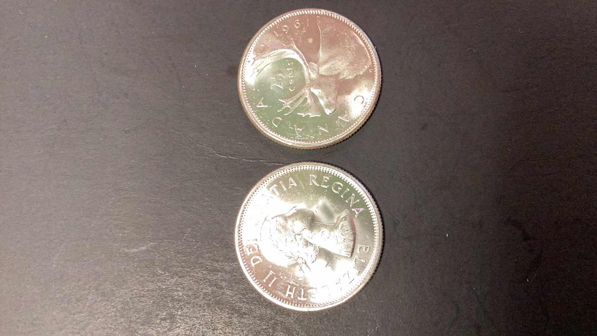 Photo 2 of 1961 CANADIAN QUARTERS 80% SILVER LOT OF TWO