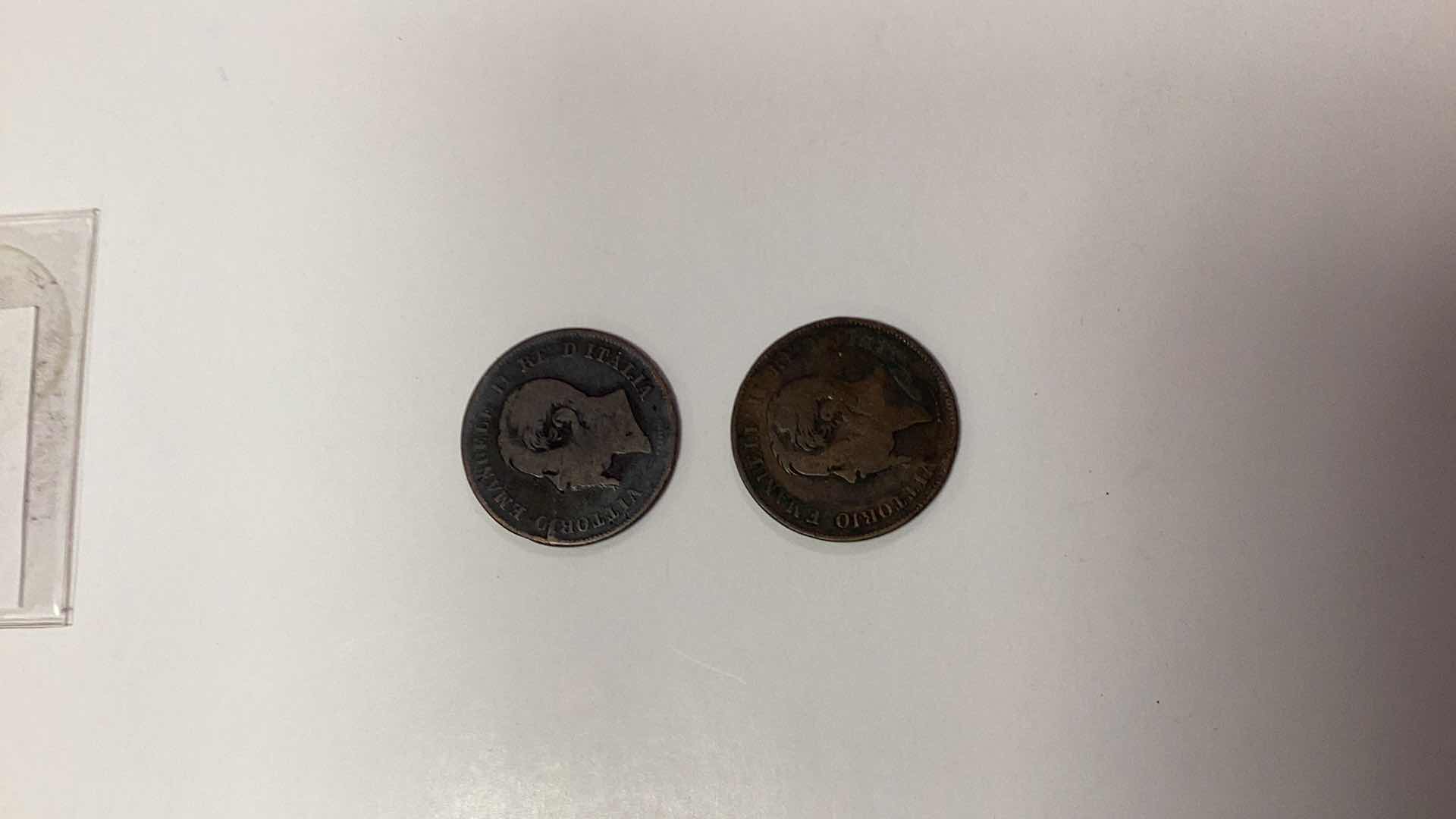 Photo 1 of 1861 ITALY TWO 5 CENTESIMI COINS