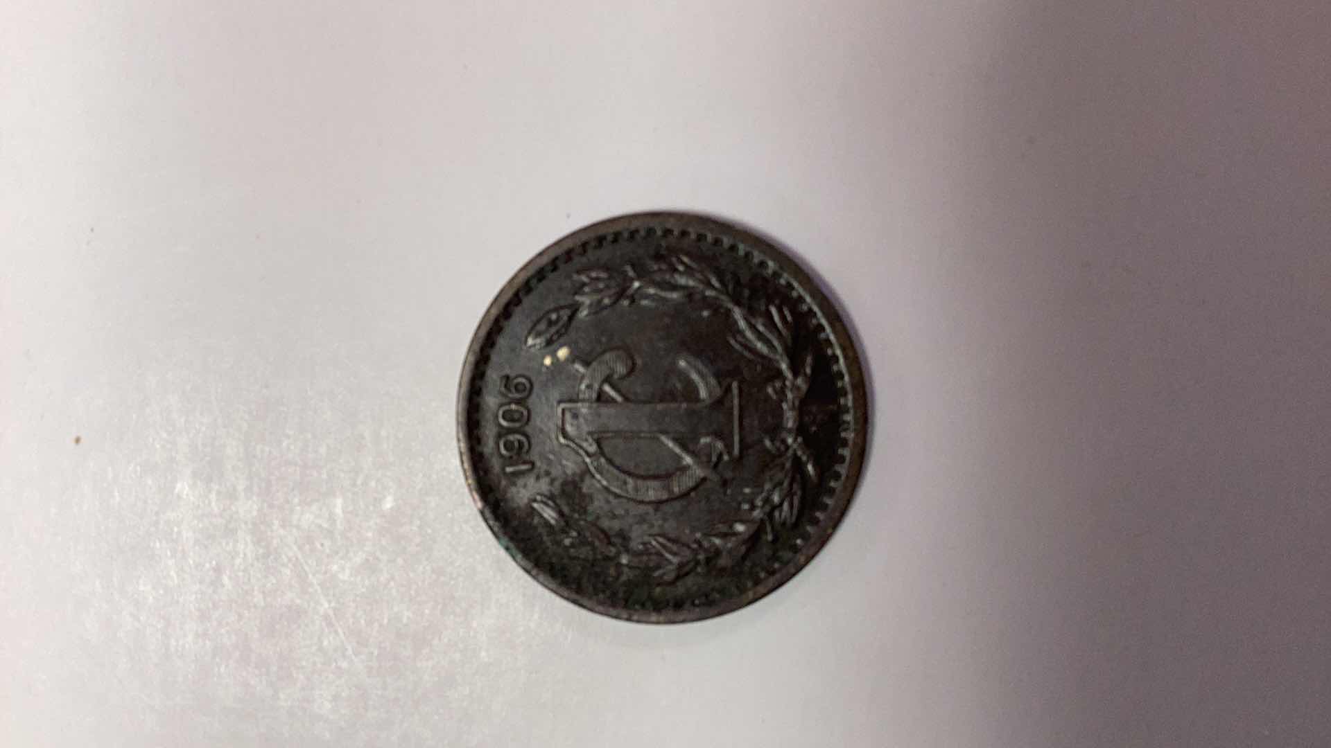 Photo 2 of 1906 MEXICO ONE CENTAVOS EST. UNIDOS MEX. COIN