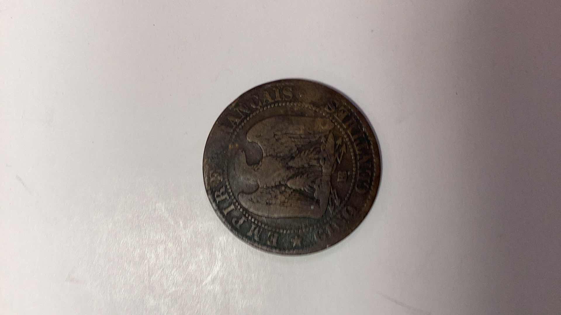 Photo 2 of 1864 FRANCE BB 5 CENTIMES COIN