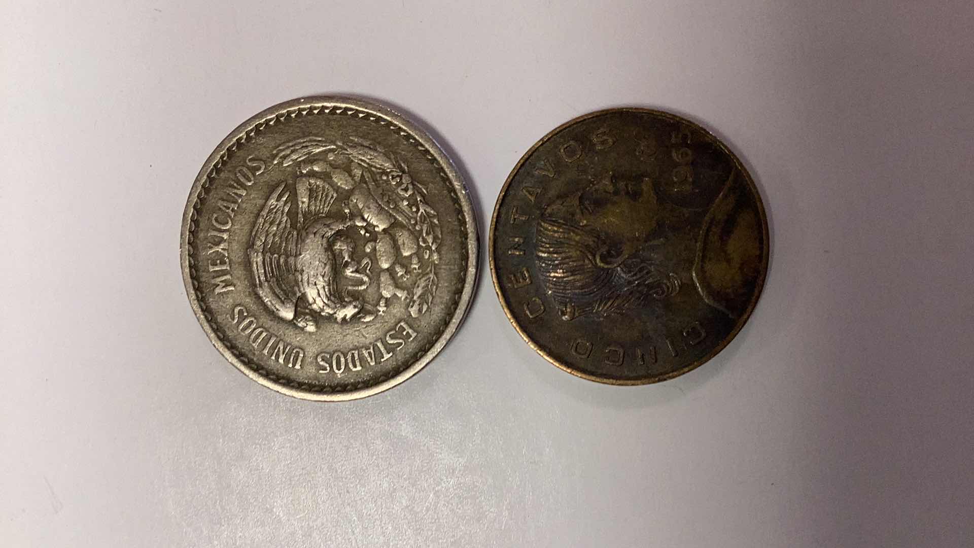 Photo 1 of 1946 MEXICO 10 CENTAVOS AND 1963 MEXICO 5 CENTAVOS COINS