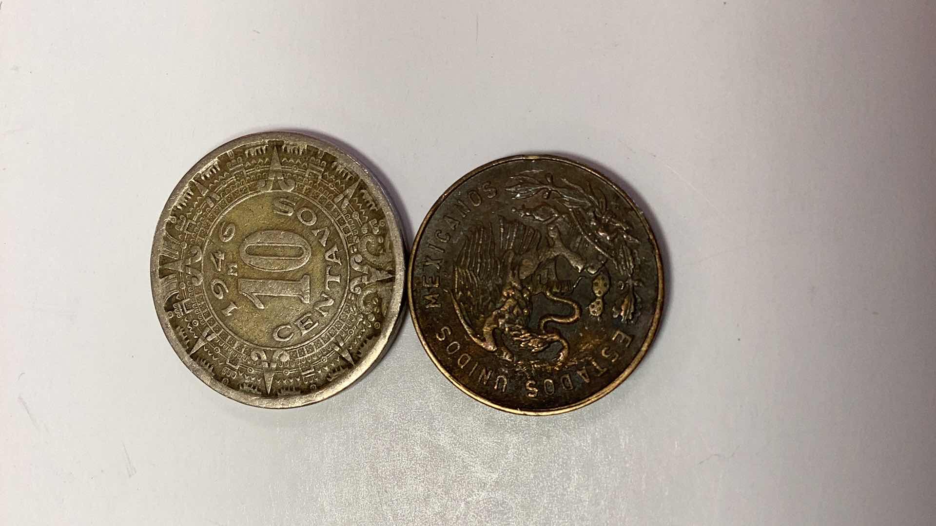 Photo 2 of 1946 MEXICO 10 CENTAVOS AND 1963 MEXICO 5 CENTAVOS COINS