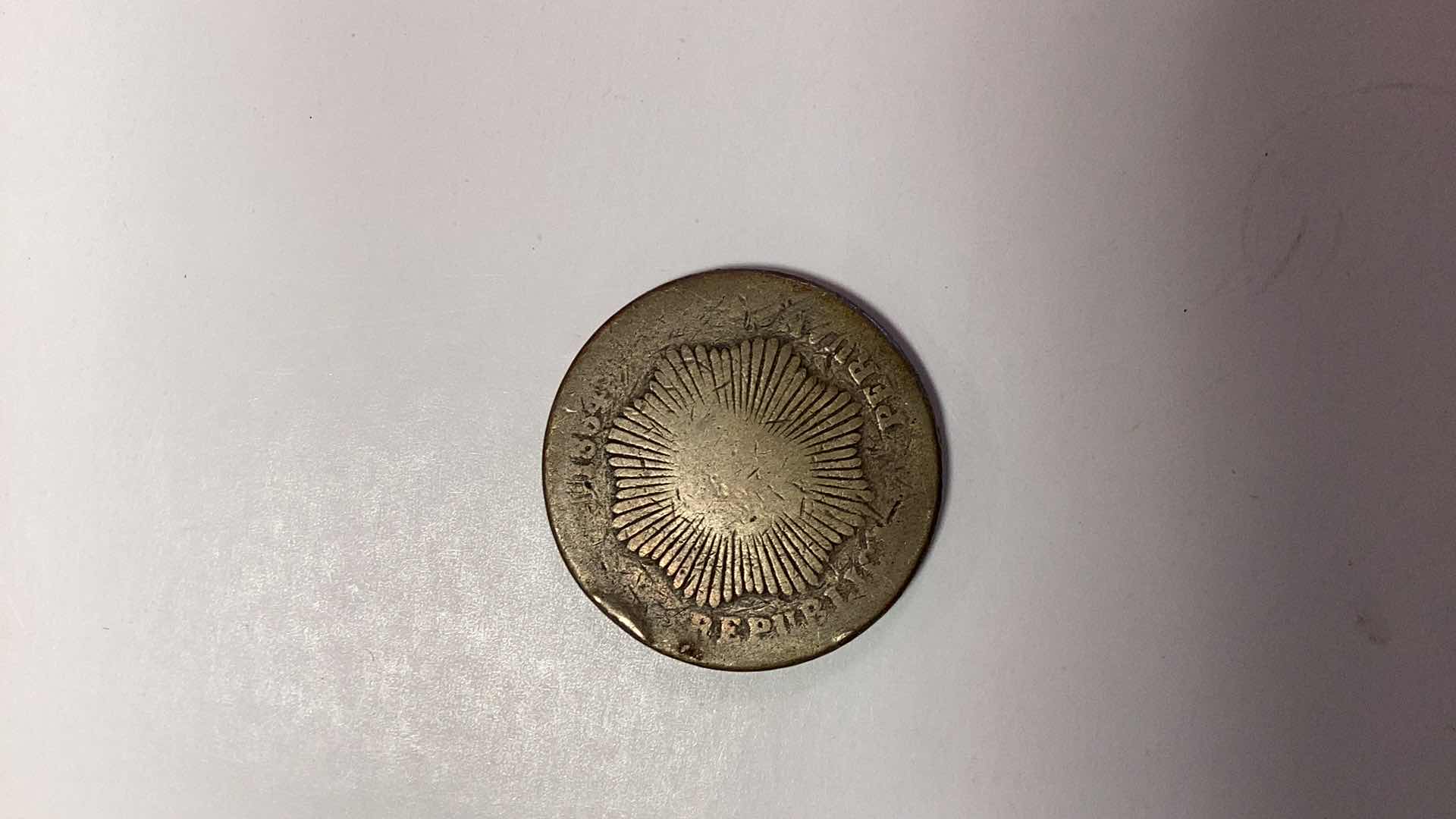 Photo 1 of 1864 PERU 2 CENTAVOS COIN