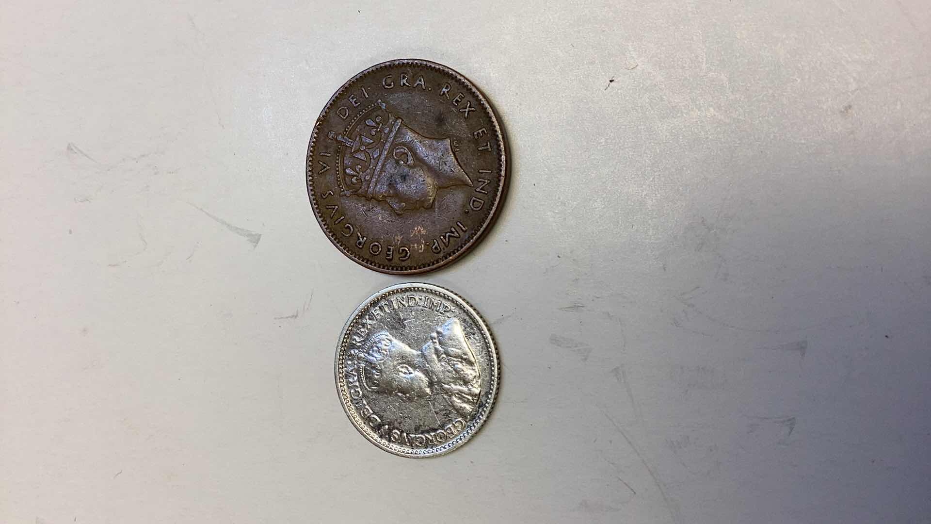 Photo 1 of NEWFOUNDLAND 1929 5 CENTS AND 1943 1 CENT