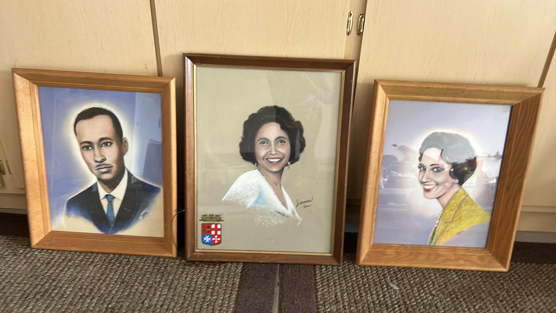 Photo 8 of 3 VINTAGE PORTRAITS IN WOOD FRAMES, LARGEST 21” x 27”
