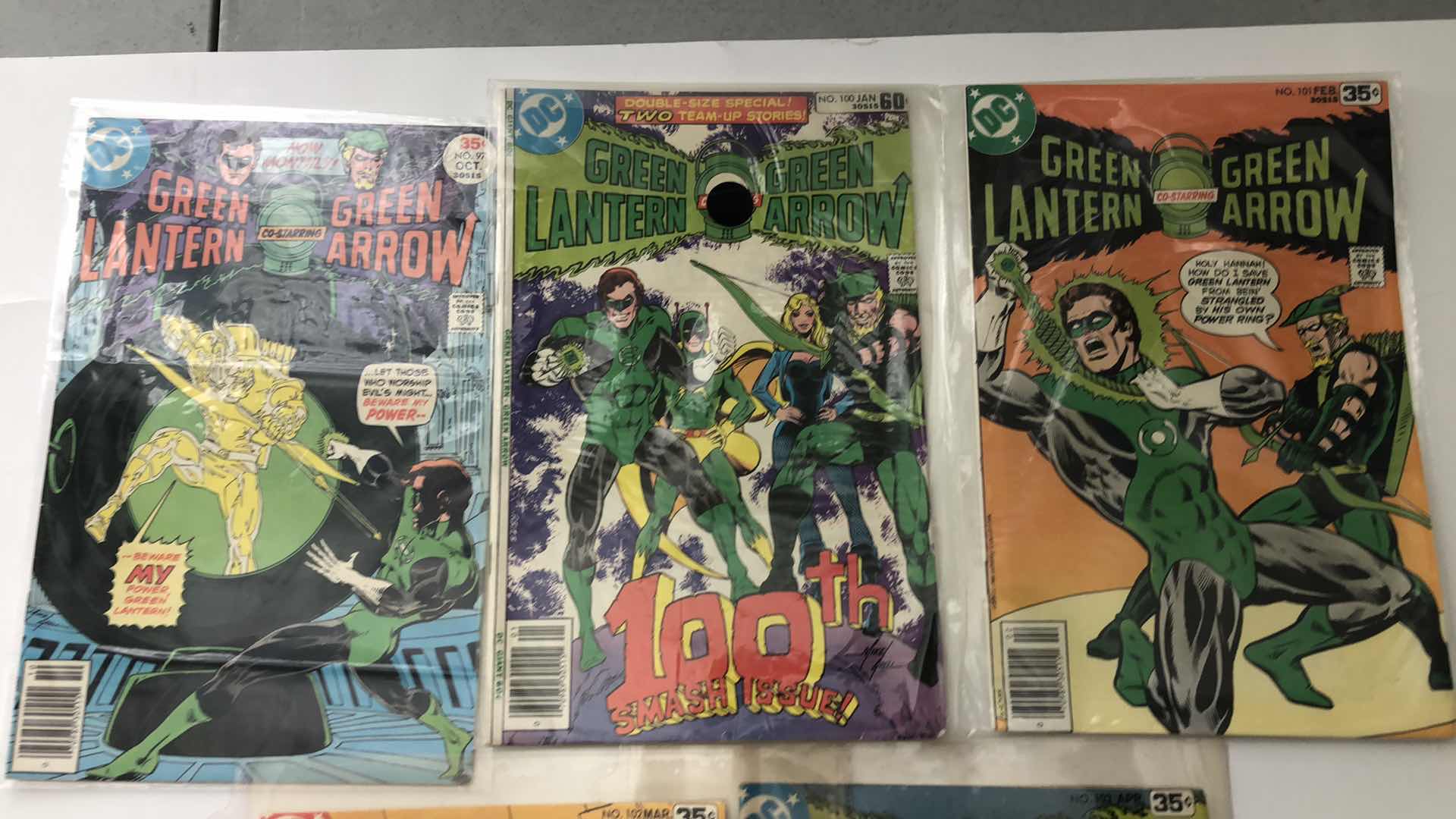 Photo 2 of DC COMICS GREEN LANTERN AND GREEN ARROW #97,100,191,102,103
