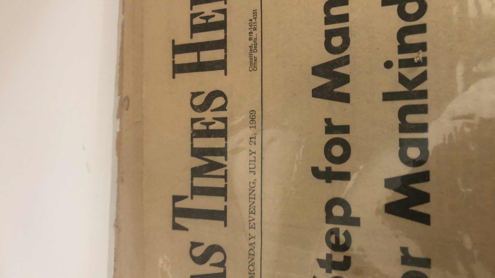 Photo 2 of FIRST LUNAR LANDING NEWSPAPER 1969