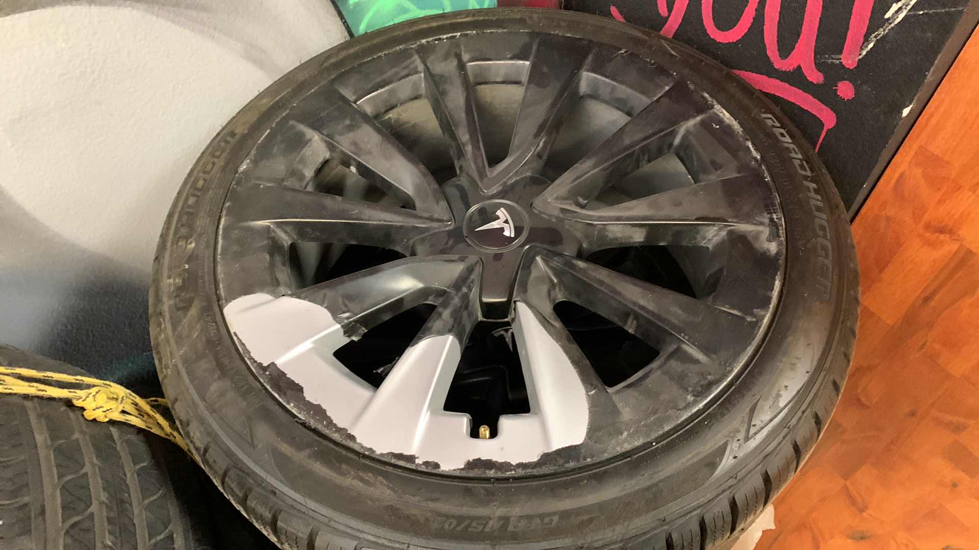 Photo 1 of 4 TELSA STOCK RIMS WITH PROCONTACT RC ROAD HUGGER GTP A5/02 TIRES AND SPARE TIRE 235/40 R 19 96V