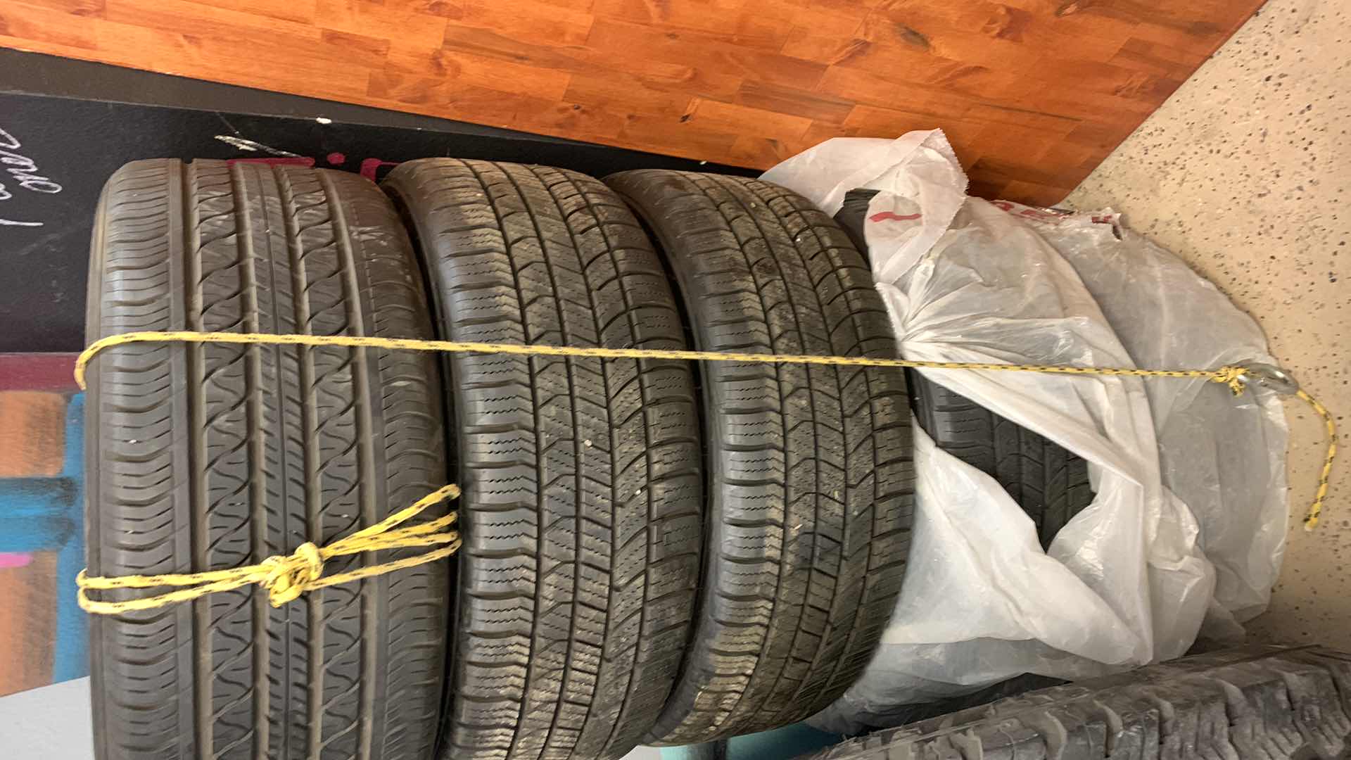 Photo 1 of 4 TELSA STOCK RIMS WITH PROCONTACT RC ROAD HUGGER GTP A5/02 TIRES AND SPARE TIRE 235/40 R 19 96V