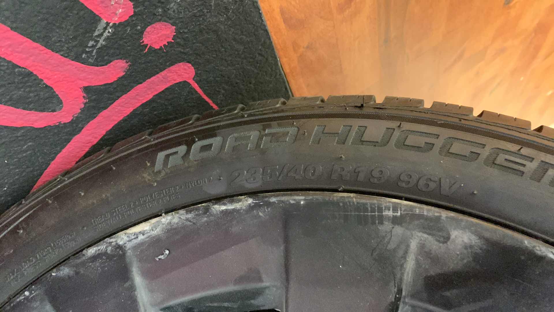 Photo 1 of 4 TELSA STOCK RIMS WITH PROCONTACT RC ROAD HUGGER GTP A5/02 TIRES AND SPARE TIRE 235/40 R 19 96V