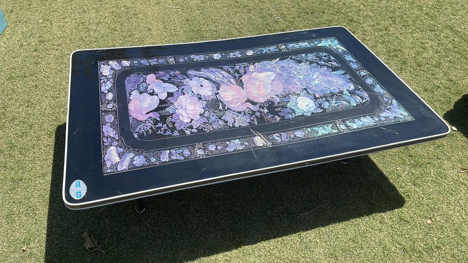 Photo 1 of LOW PROFILE ASIAN MOTIF LACQUER TABLE  IMPORTED 48 X 30 X 12