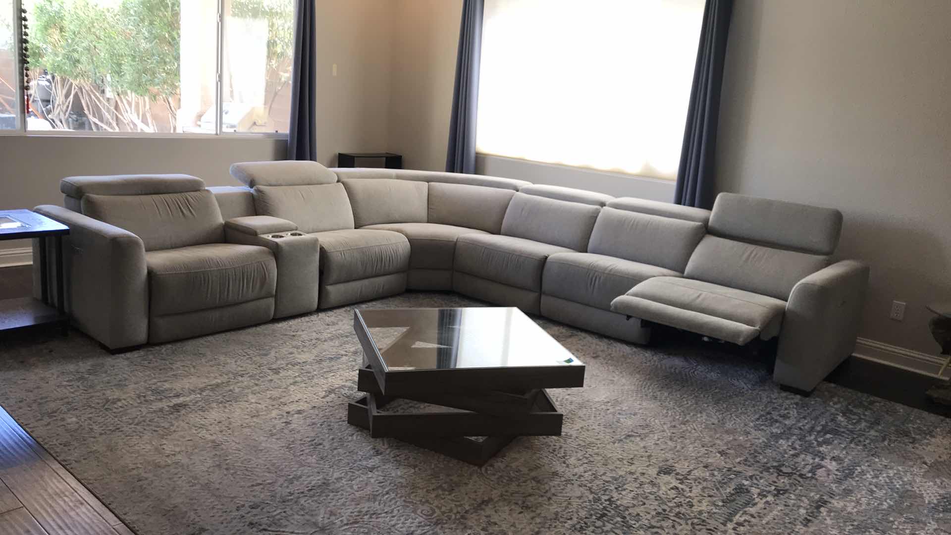 Photo 2 of POCONO 6 PIECE POWER RECLINING SECTIONAL WITH POWER HEADRESTS 114”x127”- SLIGHT WEAR ON ONE CHAIR 