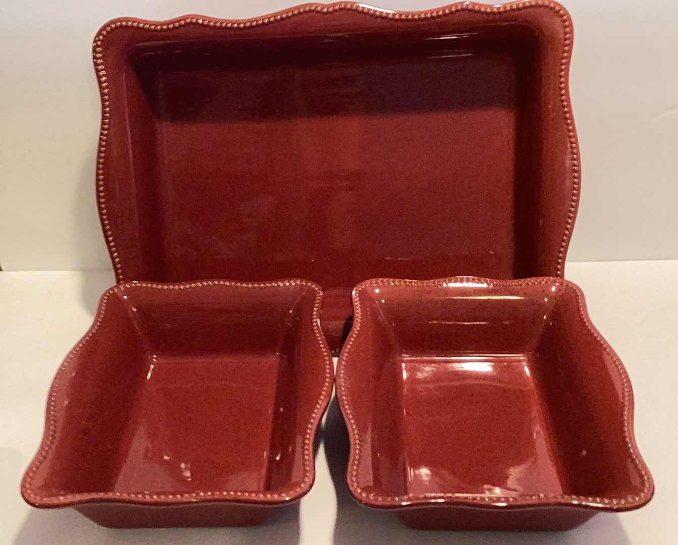 Photo 2 of BICO BEADED BAKEWARE- RED AND BLUE STONEWARE BAKING SETS