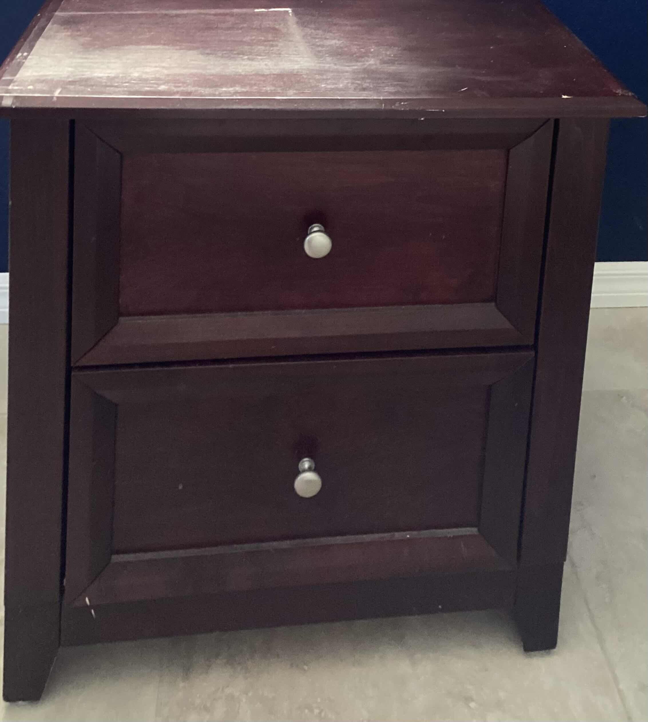 Photo 1 of MAHOGANY 2 DRAWER NIGHT STAND  26”x18”x28”