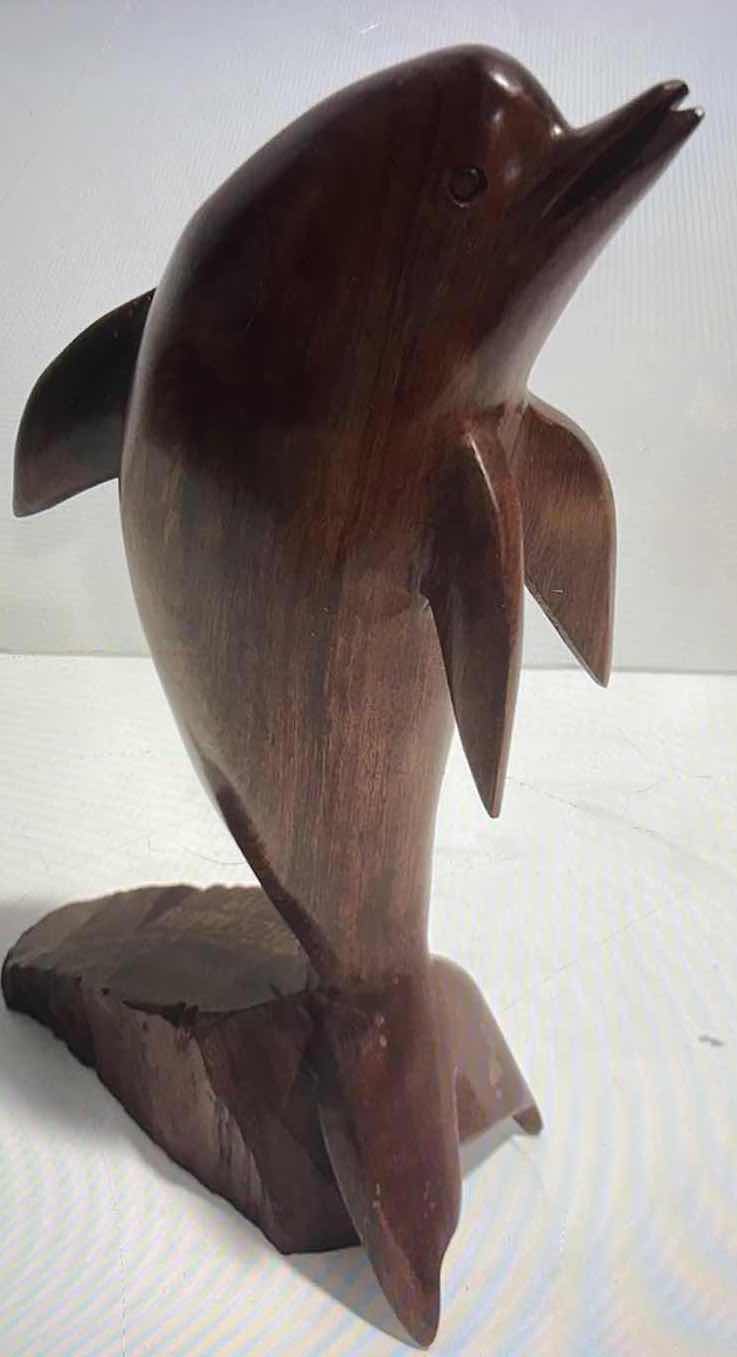 Photo 1 of VINTAGE HAND CARVED IRONWOOD DOLPHIN SCULPTURE 11”