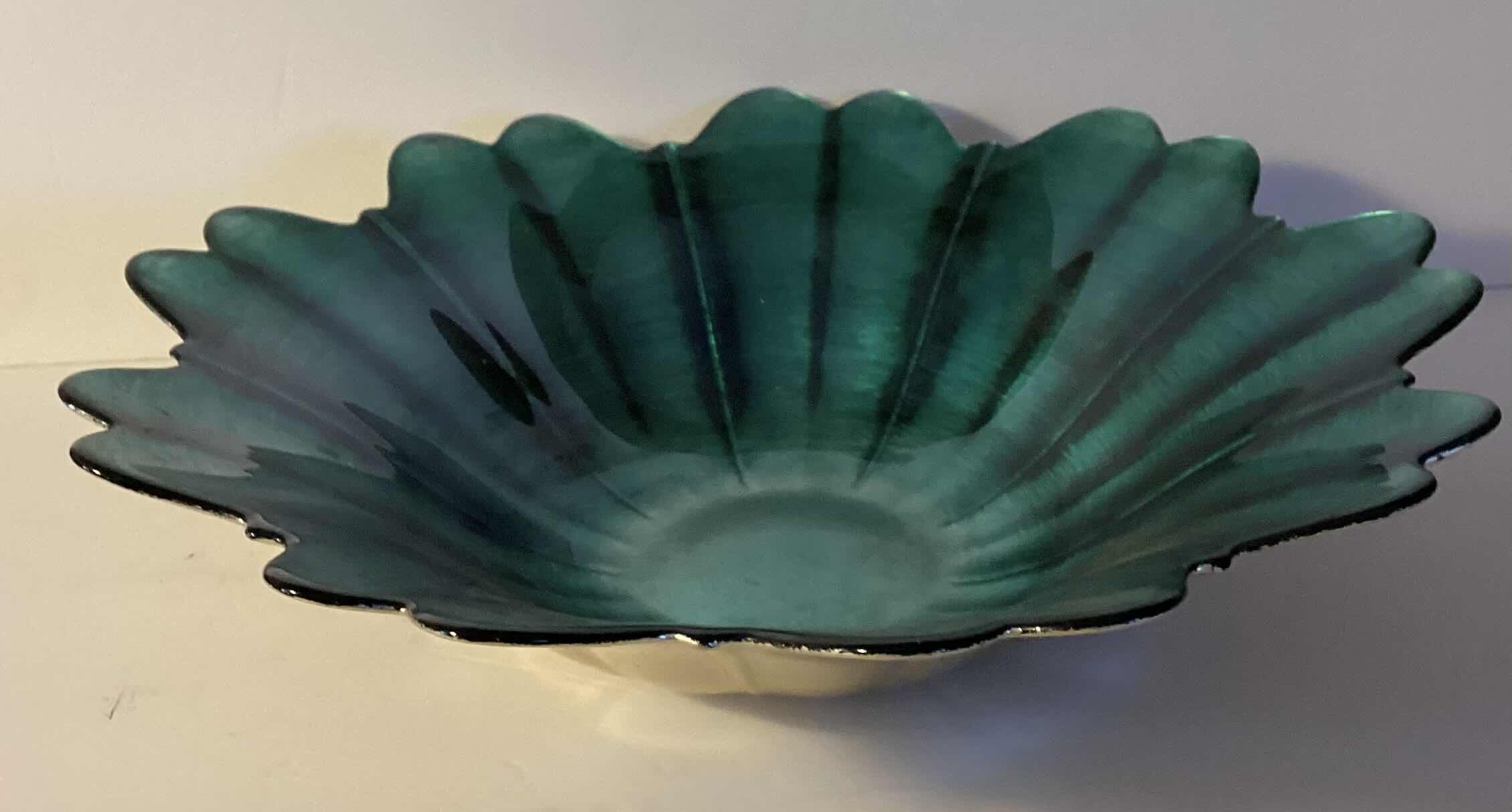 Photo 1 of GREEN ART GLASS FRUIT BOWL