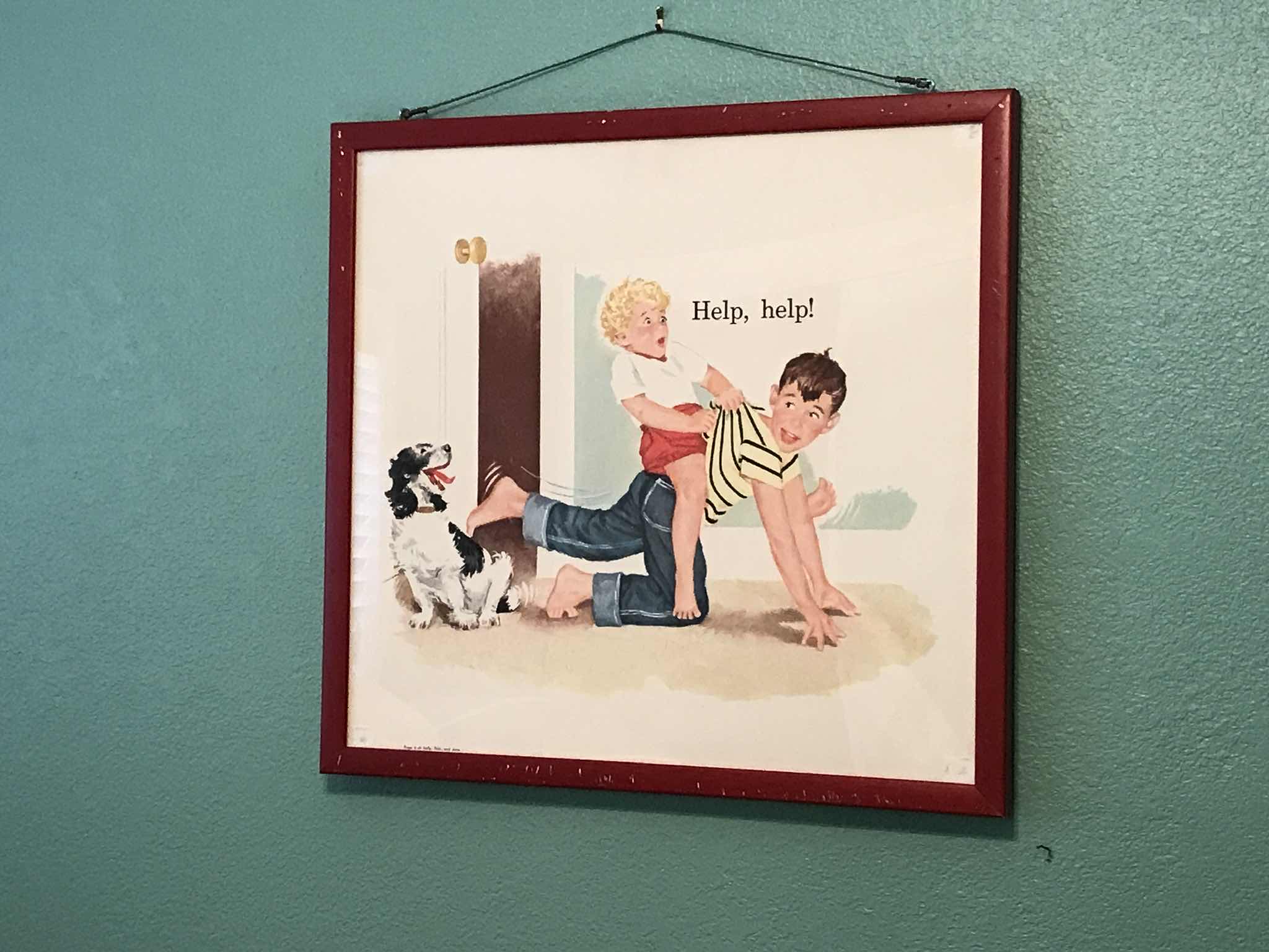 Photo 1 of VINTAGE DICK AND JANE DOUBLE SIDED FRAMED PRINTS