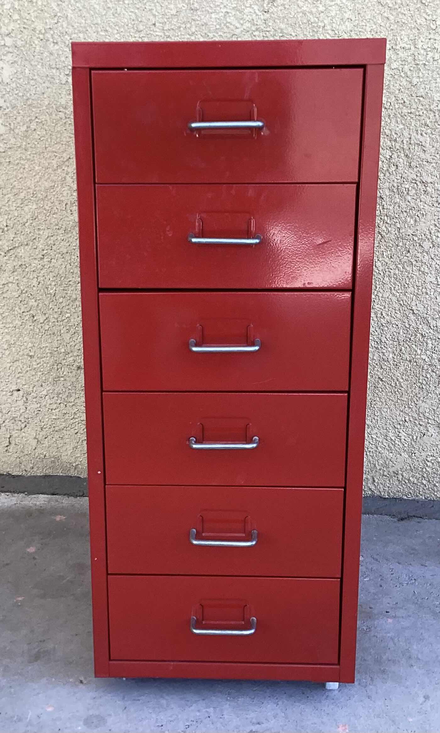 Photo 1 of RED METAL 6 DRAWER ORGANIZER/ FILING CABINET 11”x16”x27”