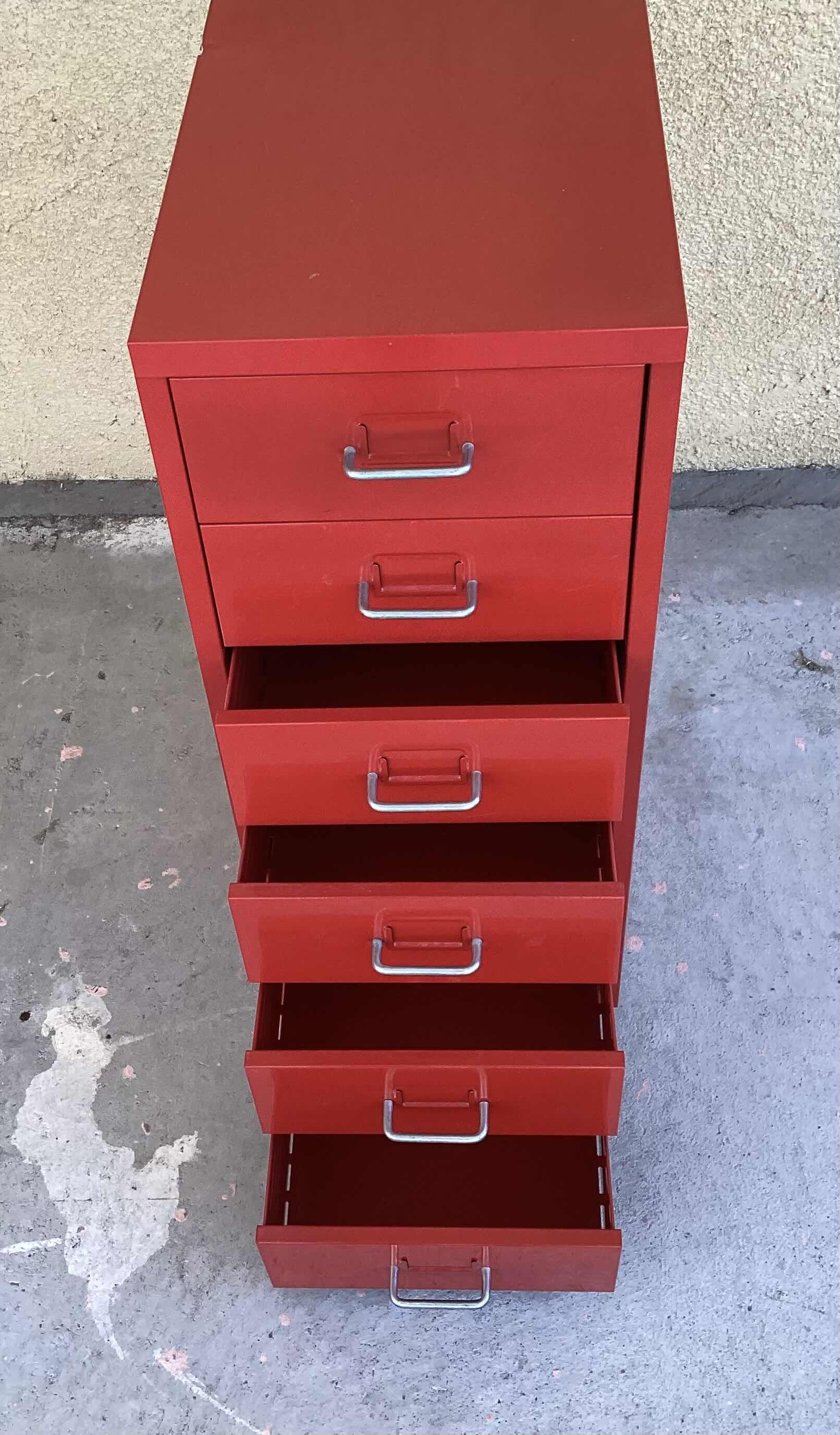 Photo 2 of RED METAL 6 DRAWER ORGANIZER/ FILING CABINET 11”x16”x27”