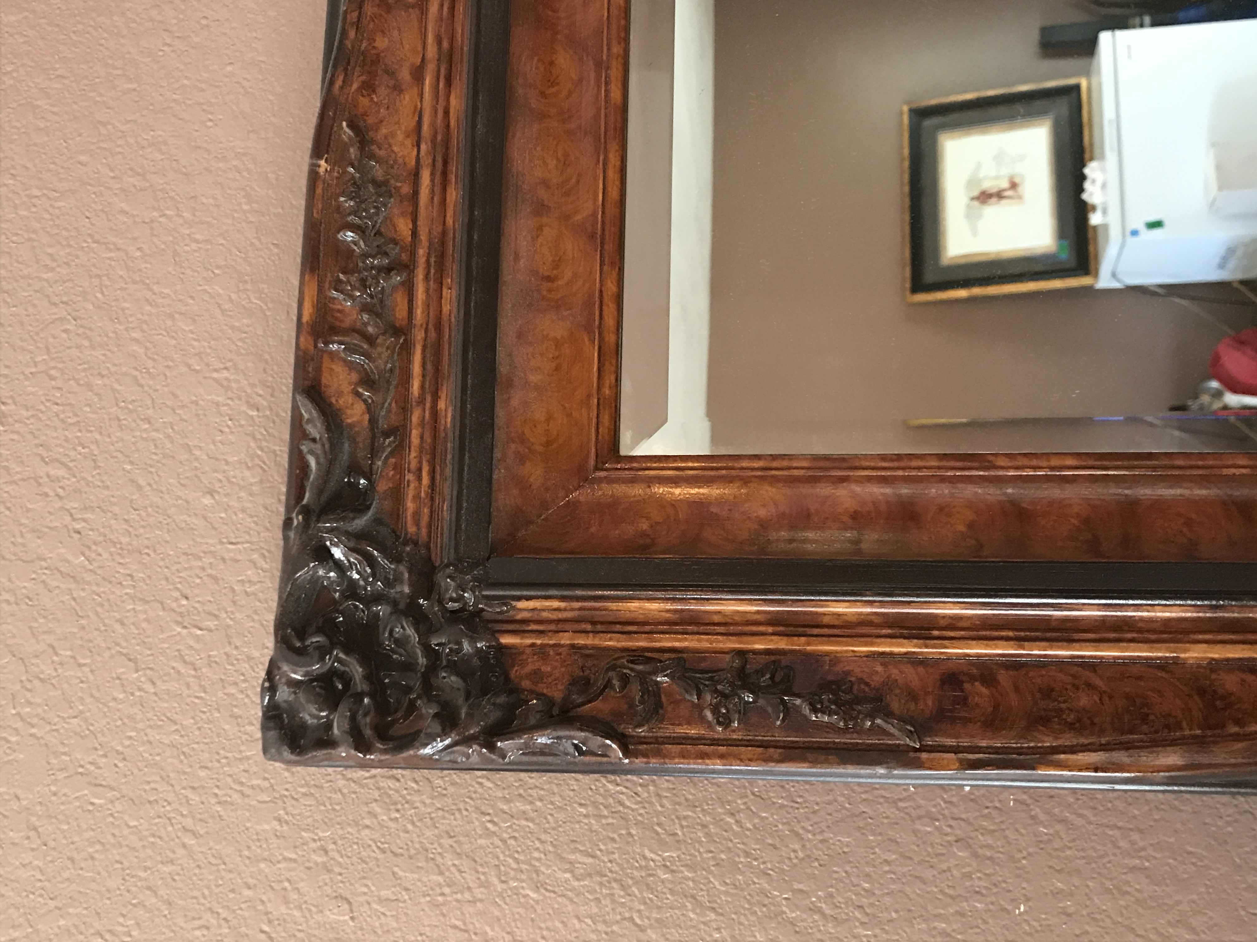 Photo 2 of VINTAGE 19TH CENTURY CARVED OAK MIRROR FROM FRANCE