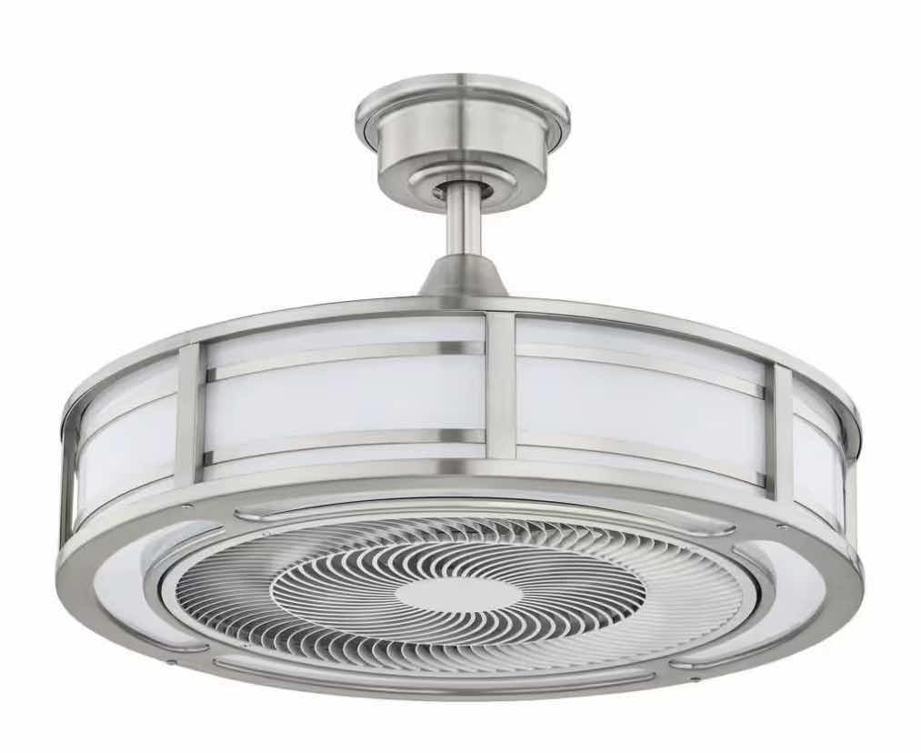 Photo 1 of BRETTE III 23” INTEGRATED LED BRUSHED NICKEL CEILING FAN WITH LIGHT