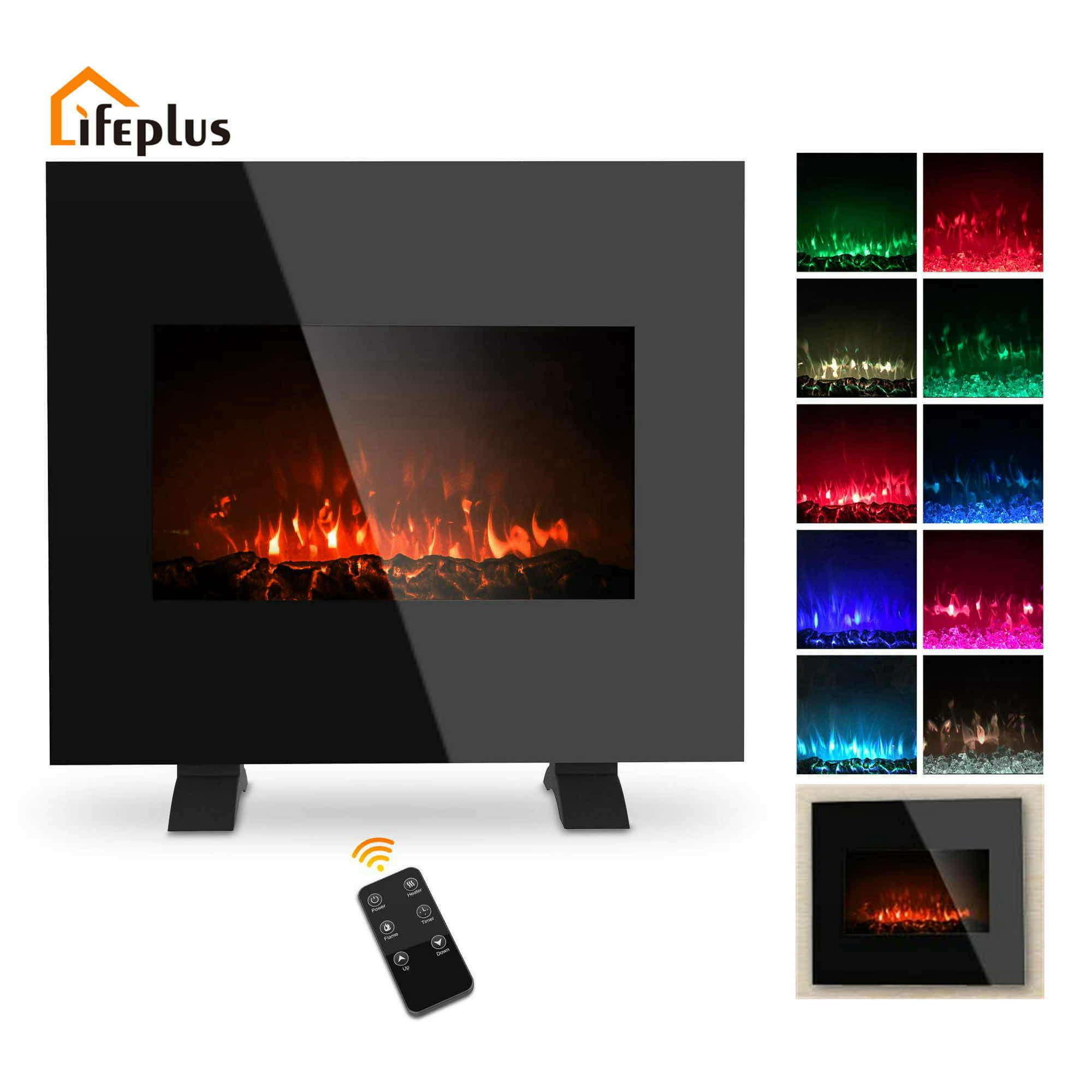 Photo 2 of LIFEPLUS 26” ELECTRIC FIREPLACE HEATER WALL MOUNTED / FREESTANDING SPACE HEATING 1500W w/ LED COLOR EFFECTS