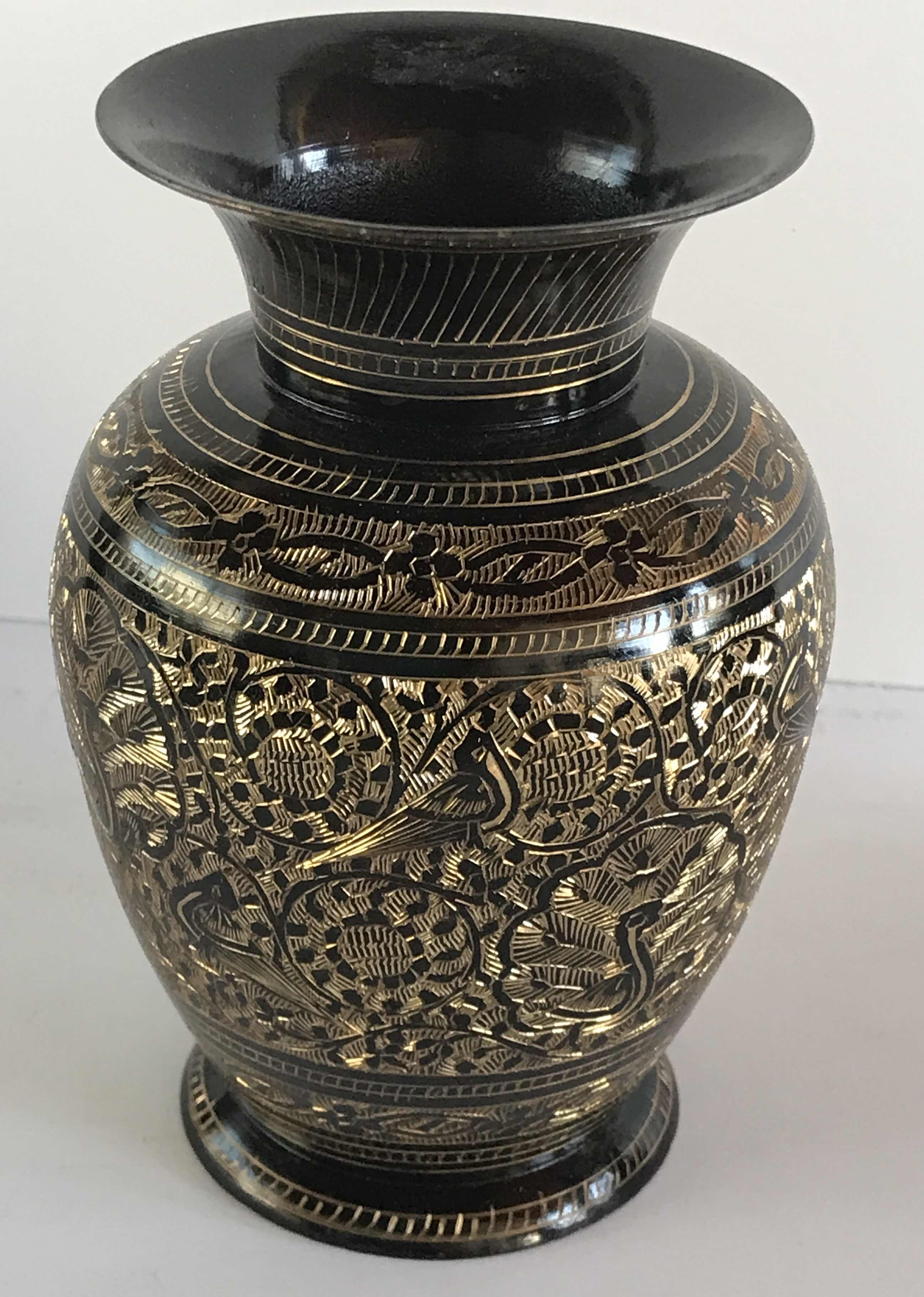 Photo 1 of BRASS NAKKASHI DECORATIVE VASE H 8”