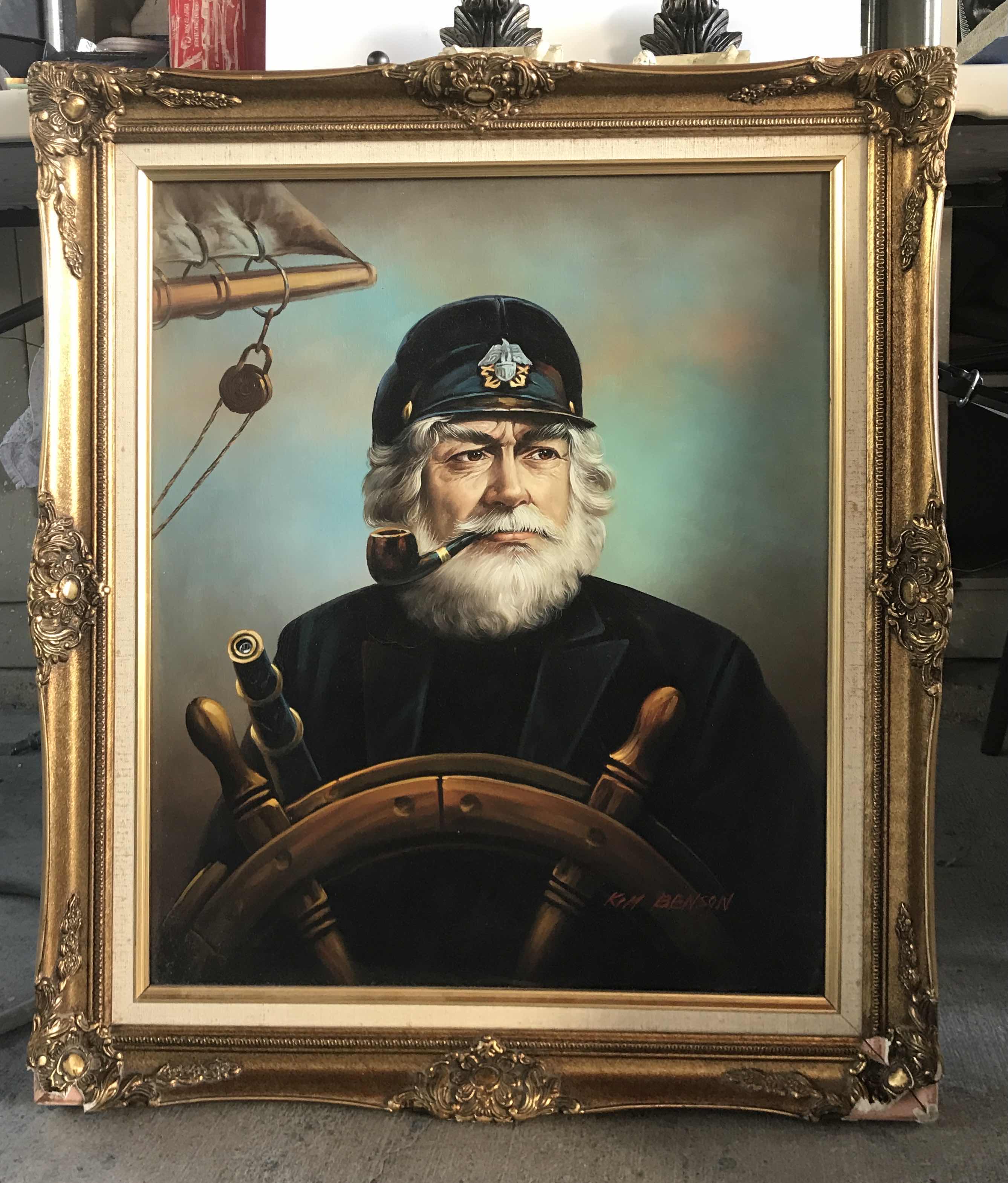 Photo 1 of OIL PAINTING OF A CAPTAIN IN VINTAGE GOLD FRAME  36” x 32” 